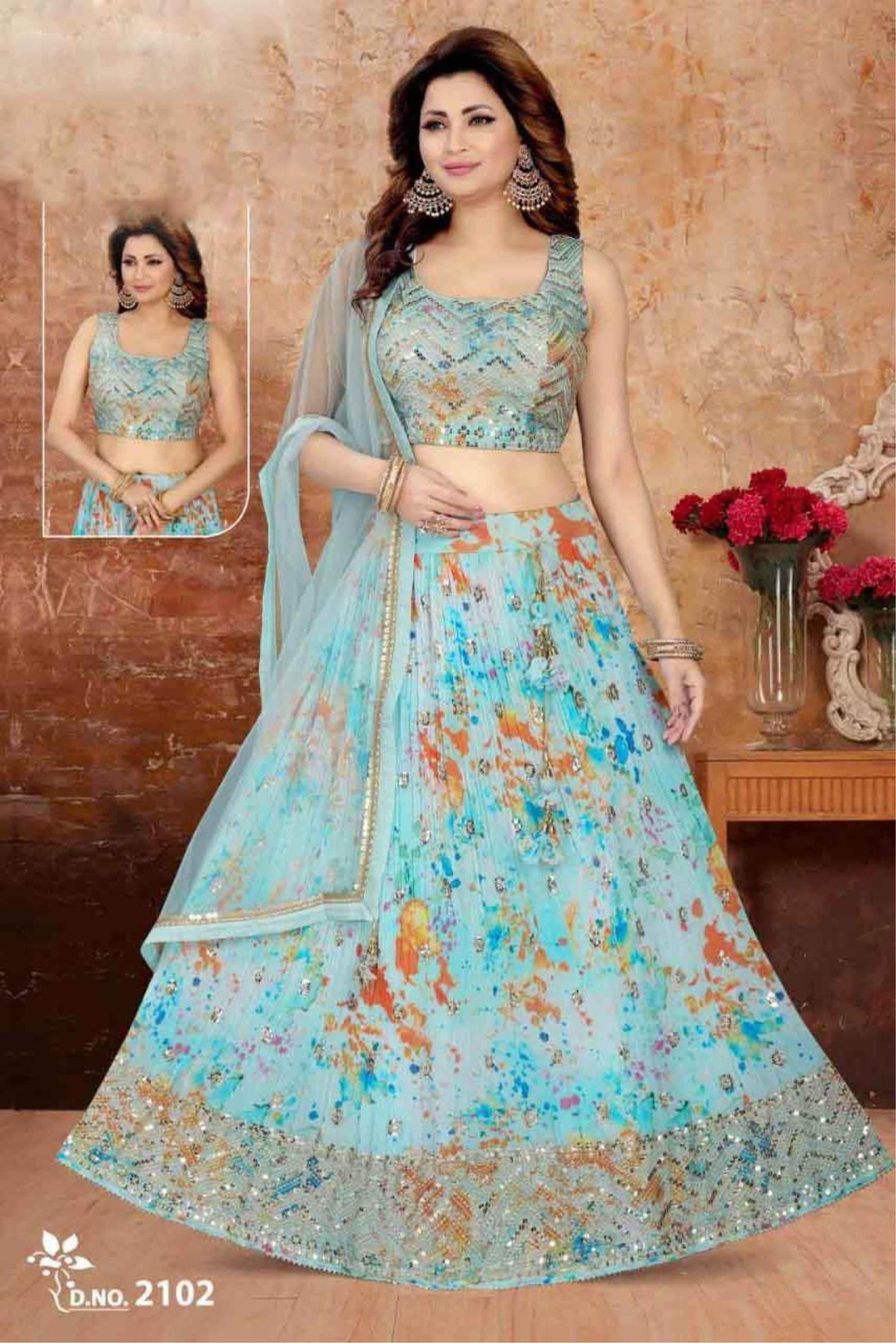 Pakistani Bridal Sky Blue Lehenga Choli and Dupatta Dress – Nameera by  Farooq