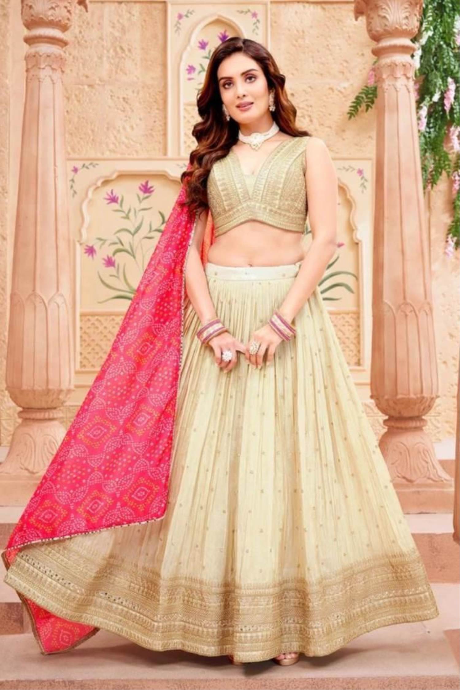 Buy Pretty Cream Lehenga Choli With Dupatta ,indian Designer Ready to Wear  Partywear Lehenga Choli, Banarasi With Weaving Lehenga Choli Online in  India - Etsy