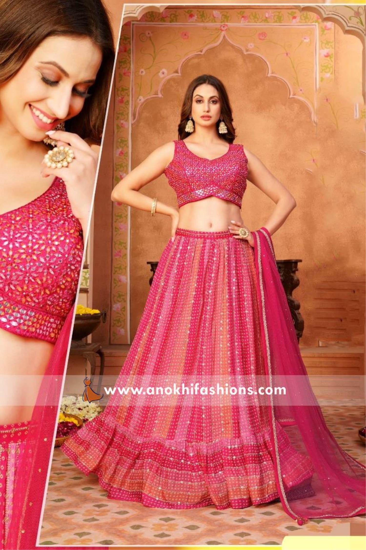 Buy Meena Bazaar Womens Raw Silk Lehenga Choli (Mbsj16-Free _Red _Free  Size) at Amazon.in