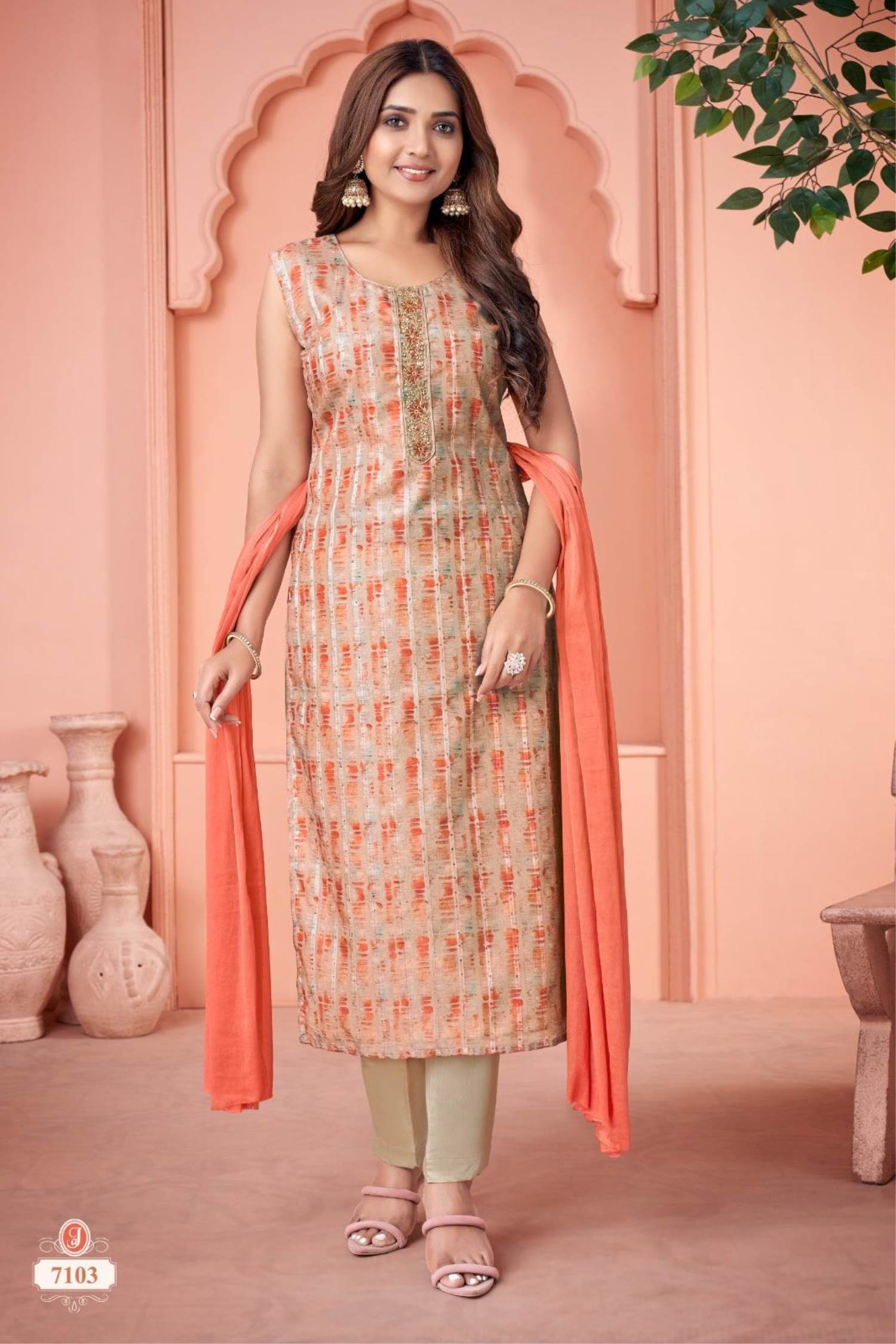 Peach Color Party Wear Designer Gown :: ANOKHI FASHION