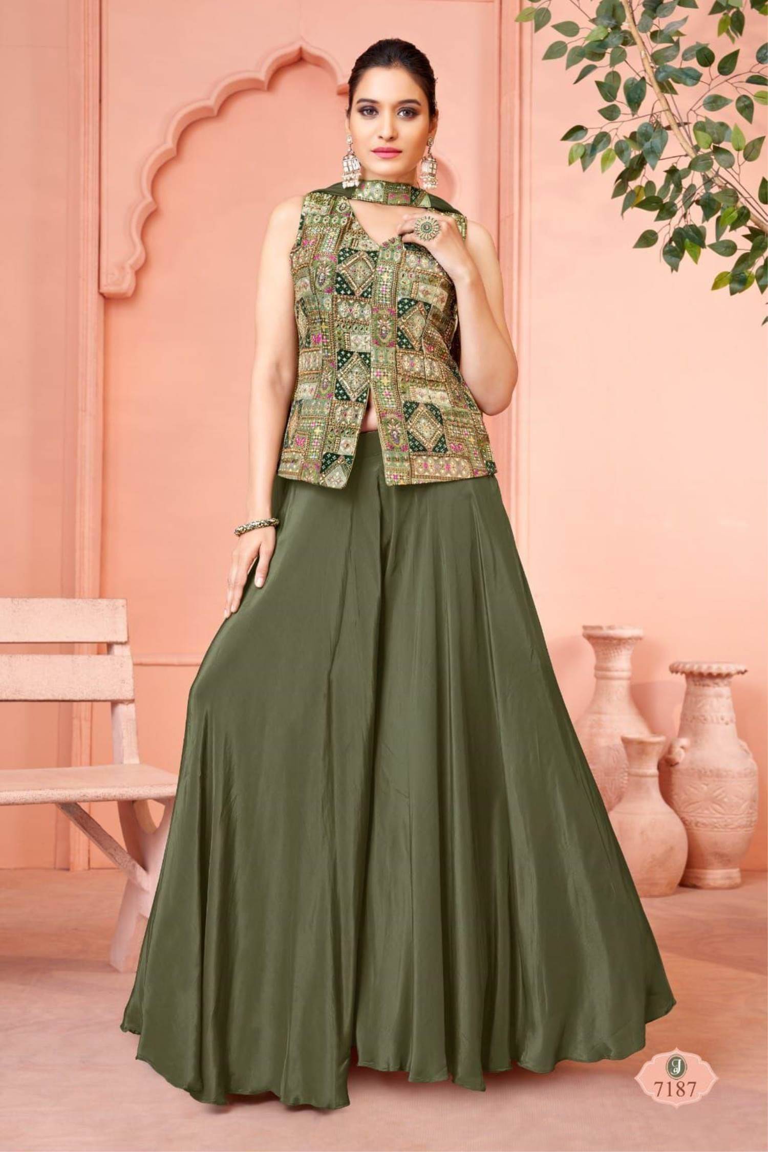 Green Color Party Wear Designer Plazo Suit ANOKHI FASHION