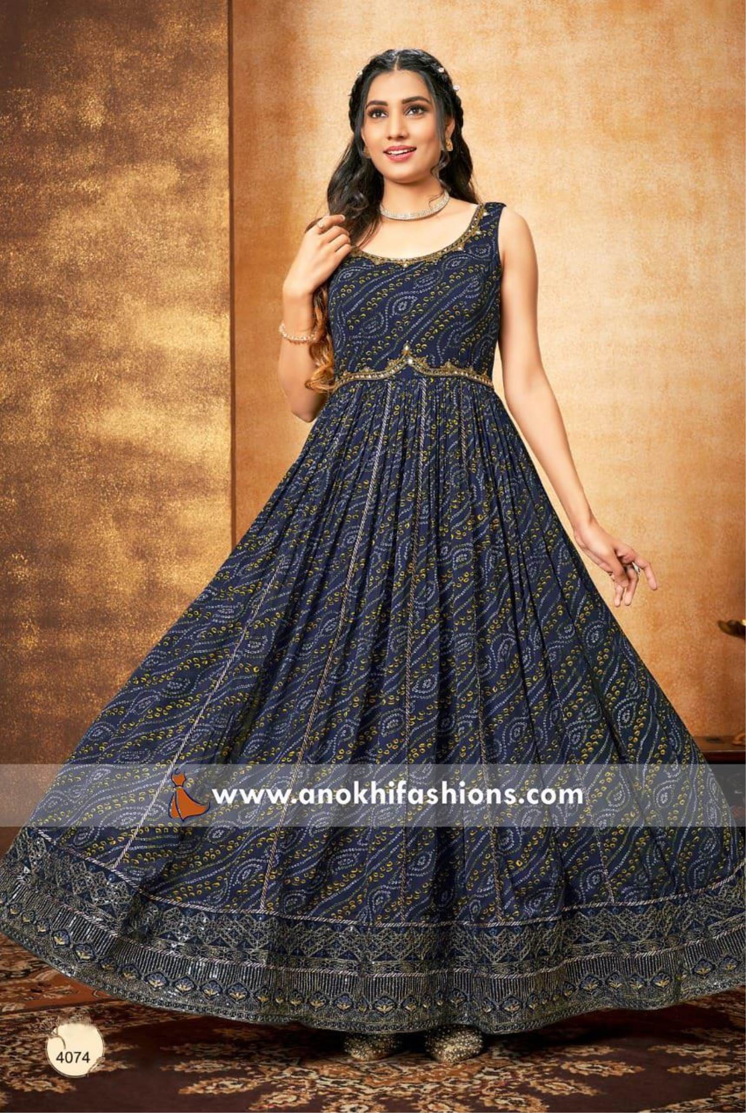 Buy Dazzling Navy Blue Color Party Wear Rayon Cotton Foil Printed Designer  Ready Made Gown