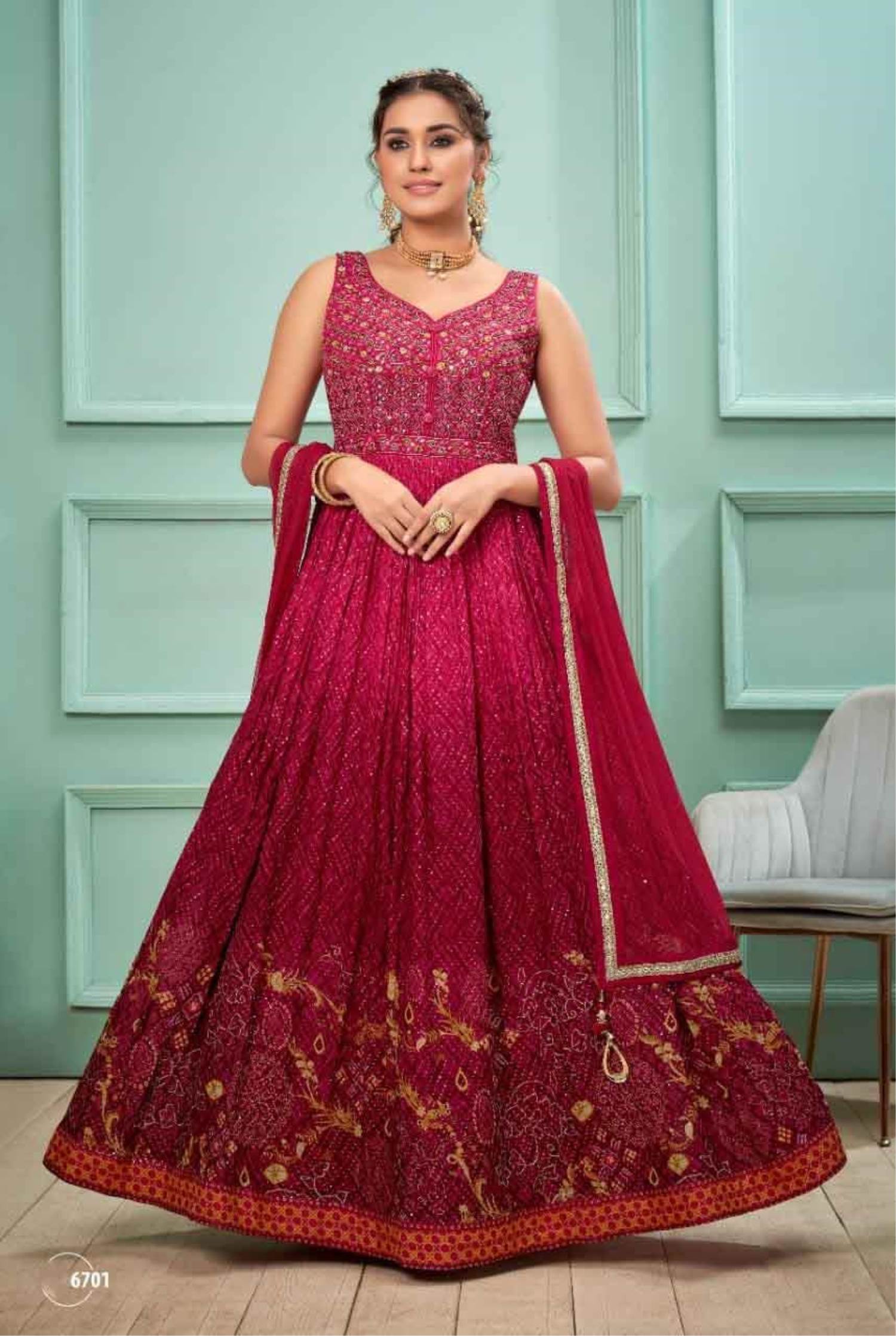Women's Lehriya Cotton Rayon Ethnic Kurti Dress With Attached Dupatta (Pink  Dupatta Set) || Rani Color