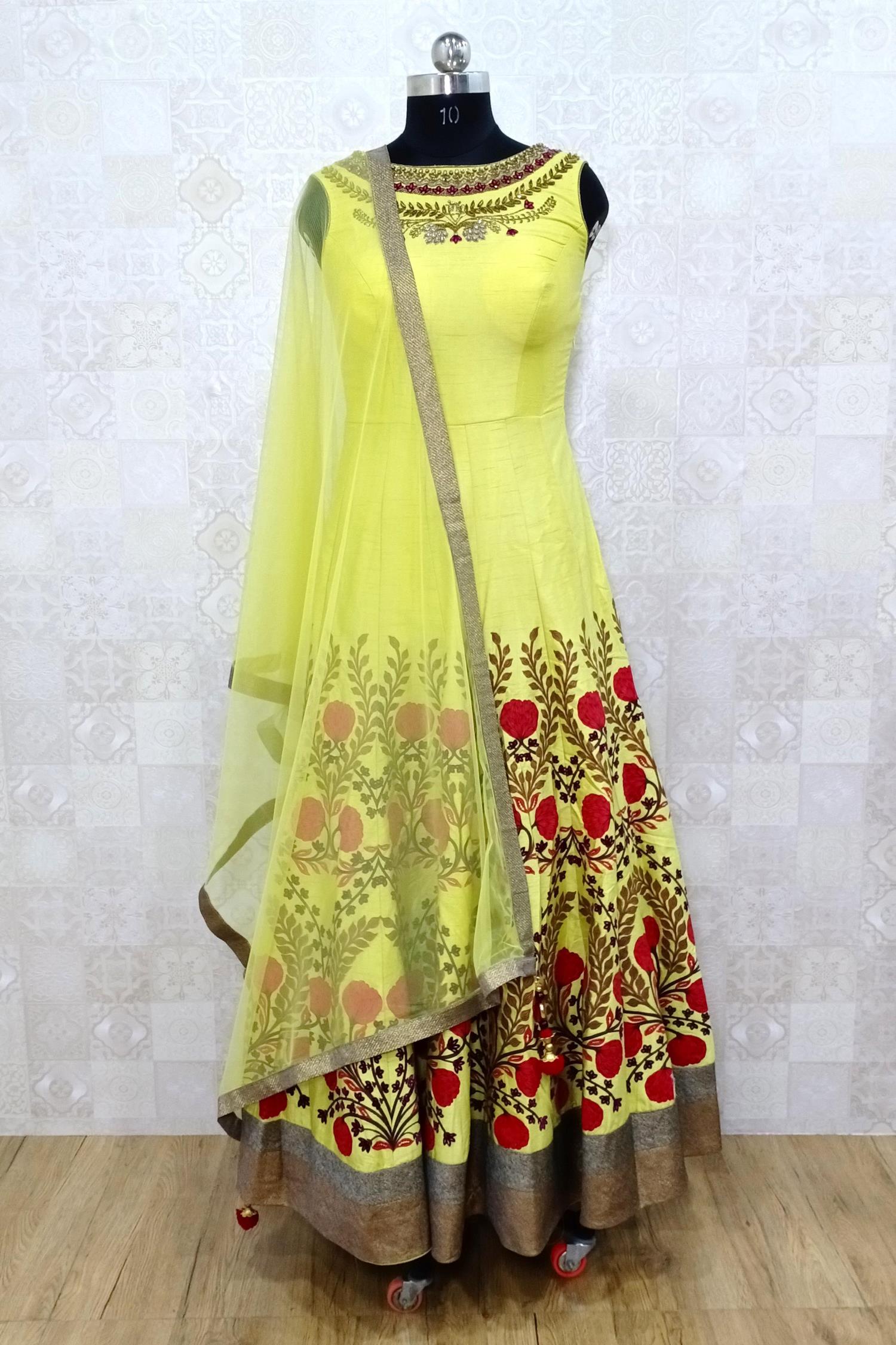 Yellow Color Party Wear Gown with Dupatta :: ANOKHI FASHION