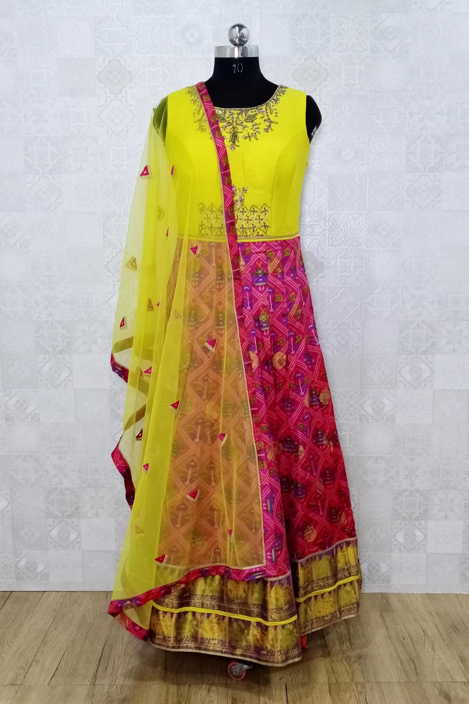 Pink Color Wedding Collection Patoda Print Gown :: ANOKHI FASHION