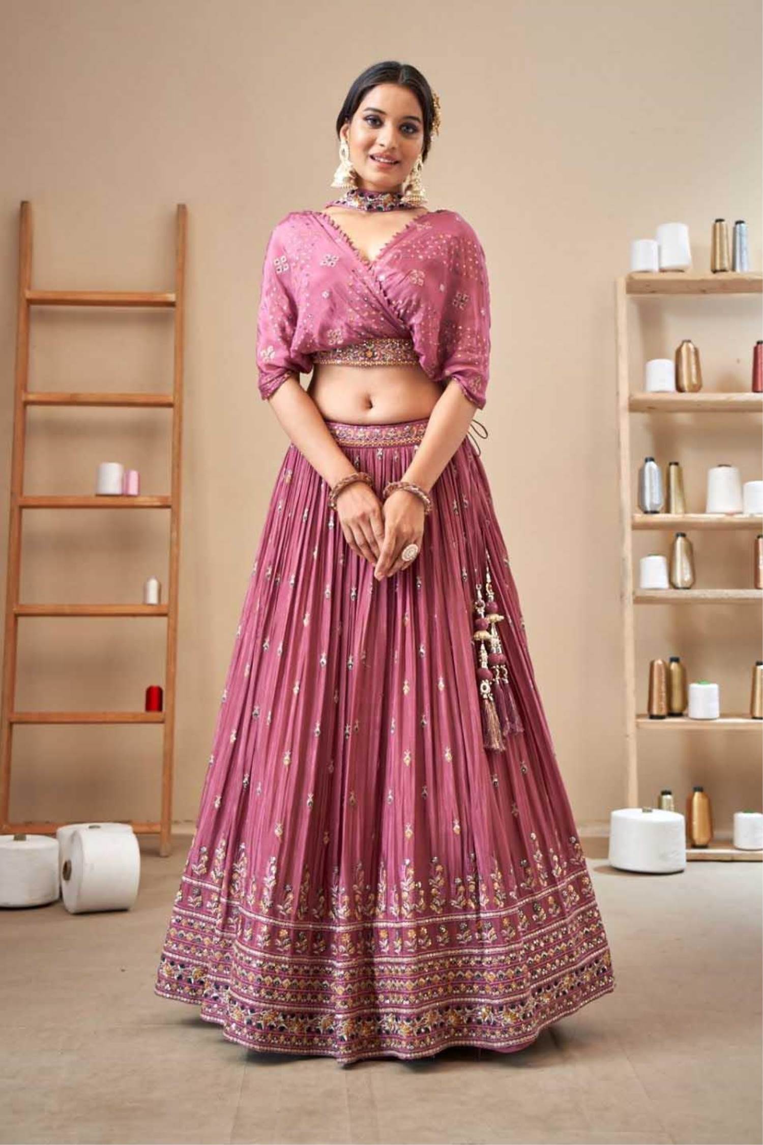 Pink Heavy Designer Bridal Wedding Wear Velvet Lehenga Choli – Fashionfy