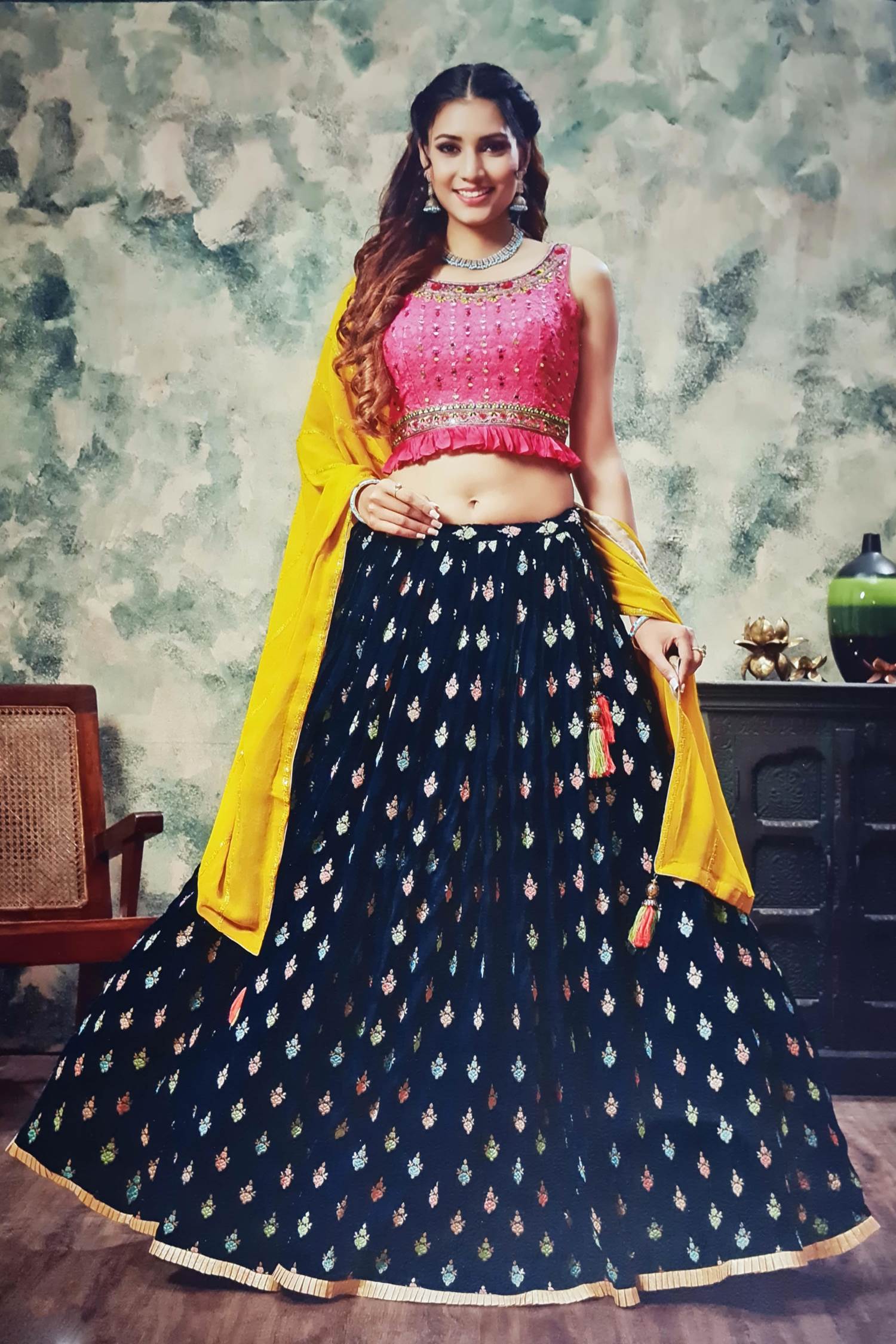 Gajri Pink Colour Embroidered Attractive Party Wear Georgette Lehenga choli  has a Regular-fit and is Made From High-Grade Fabrics And Yarn.DC L10