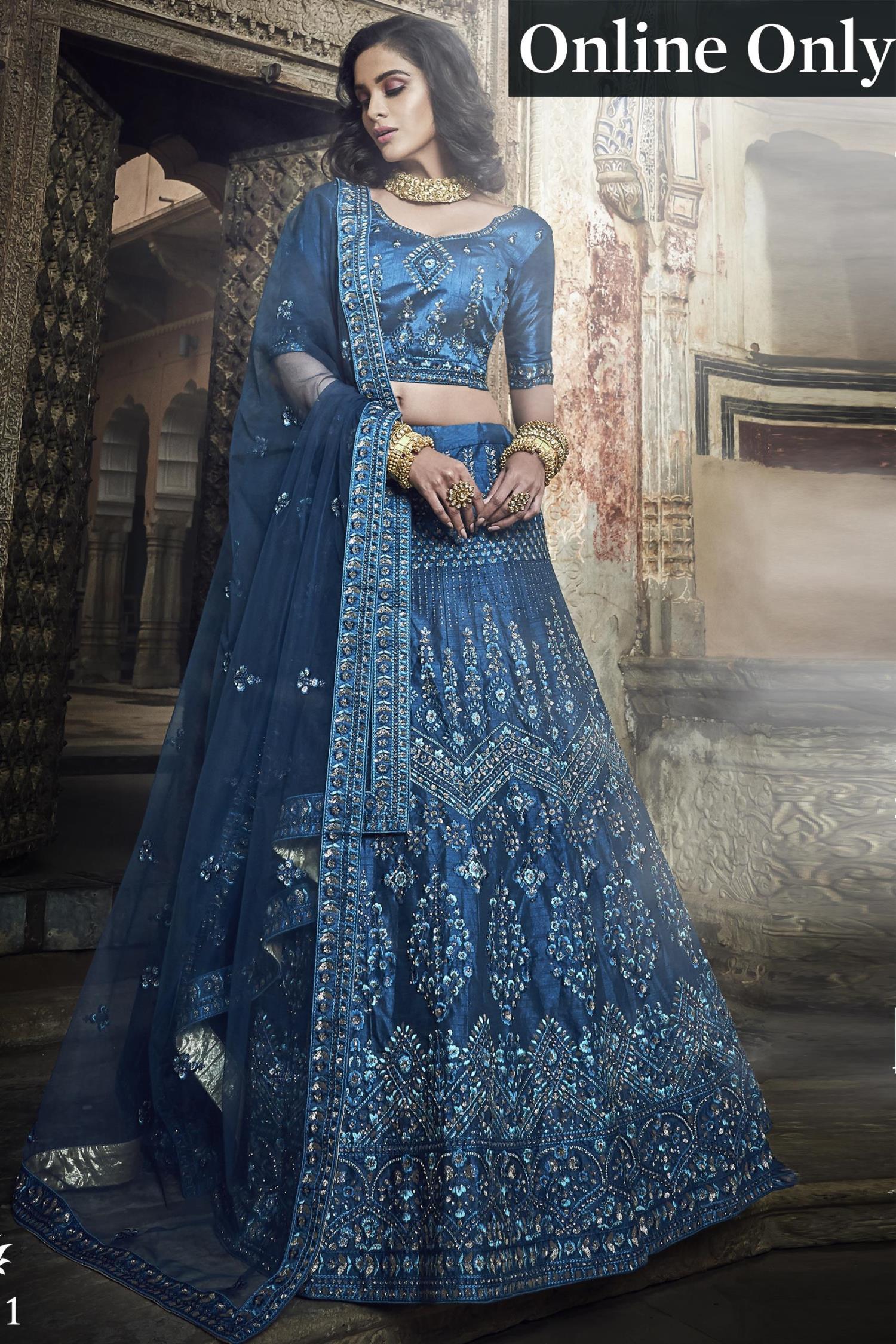 New Party Wear Lehenga Designs Navy Blue