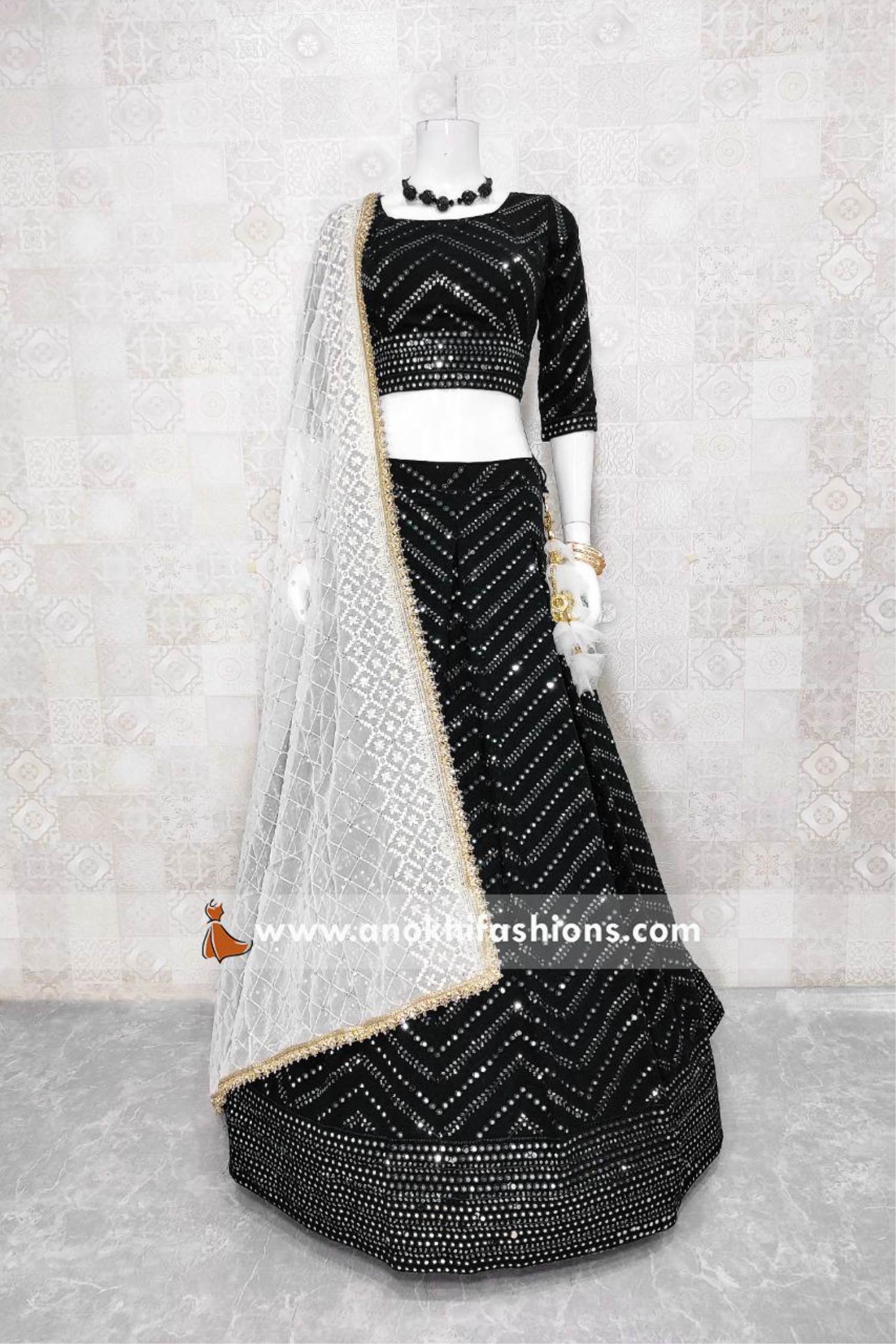 Black and silver lehenga set – Kuro Clothing India