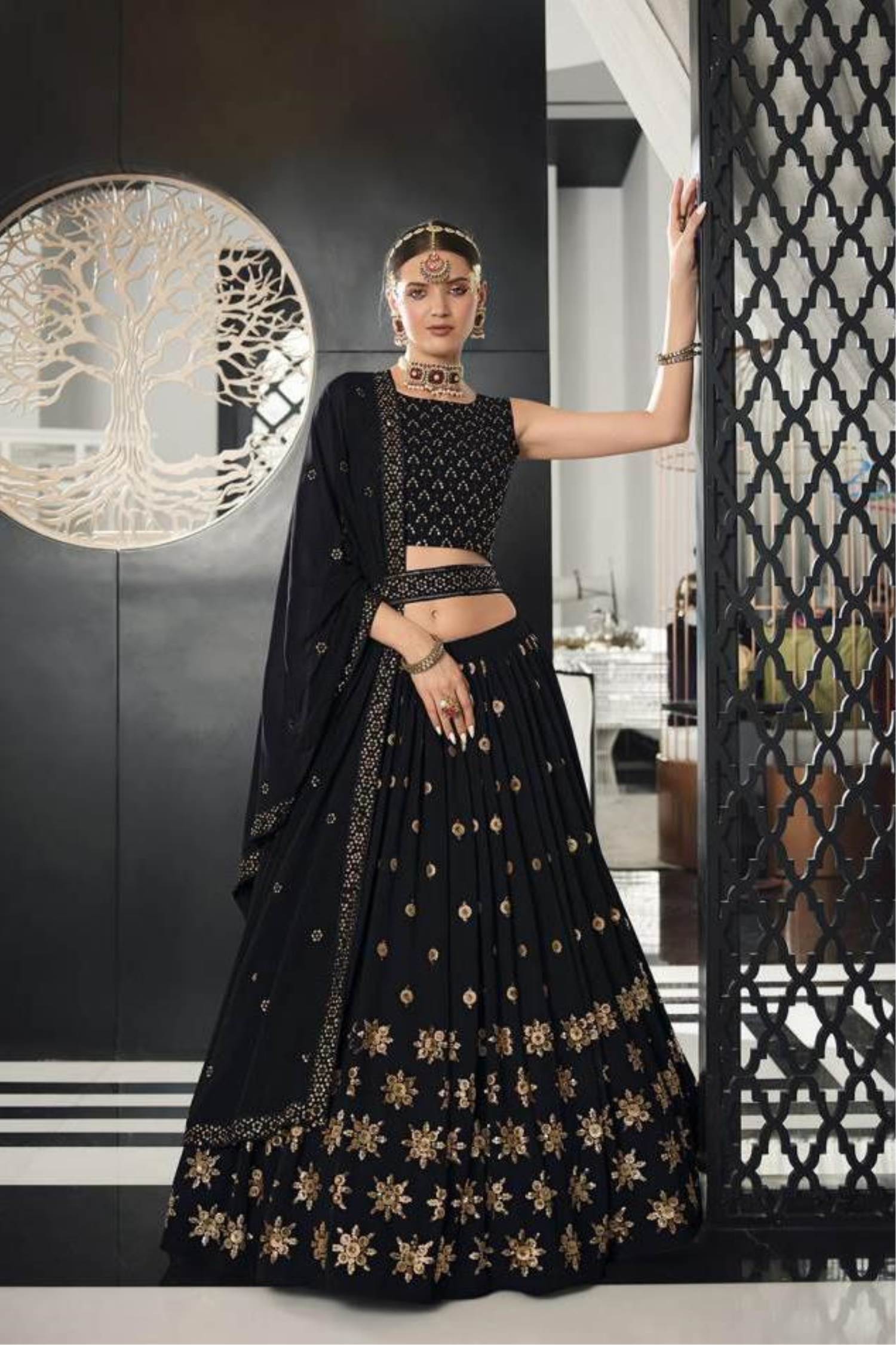 Designer Party Wear Navy Blue Color Lehenga Choli With Embroidery Work at  Rs 3199 | Mumbai| ID: 26134115730