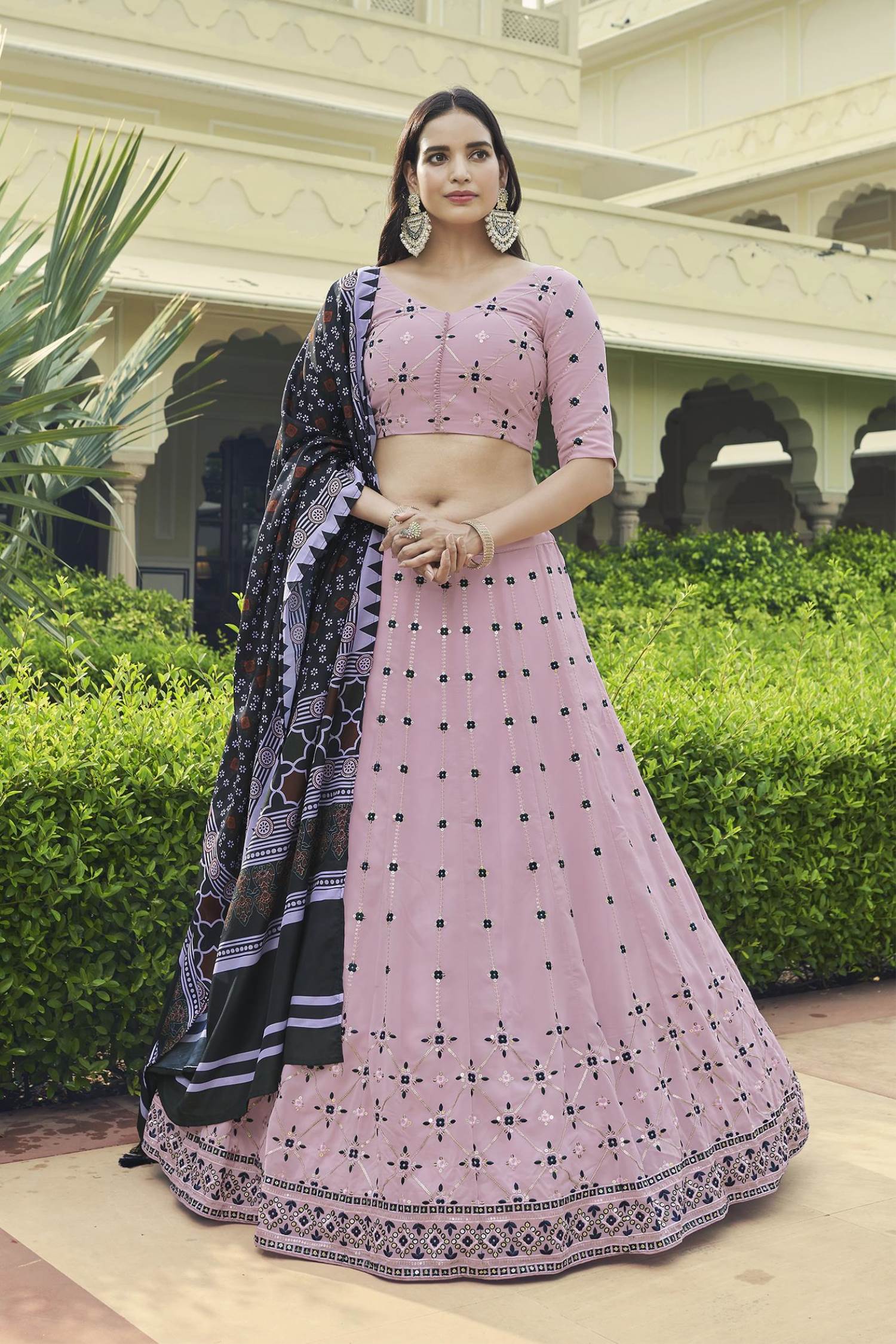 Buy Lehengas Choli | Champagne Pink Zarkan Embroidered Designer Lehenga  Choli