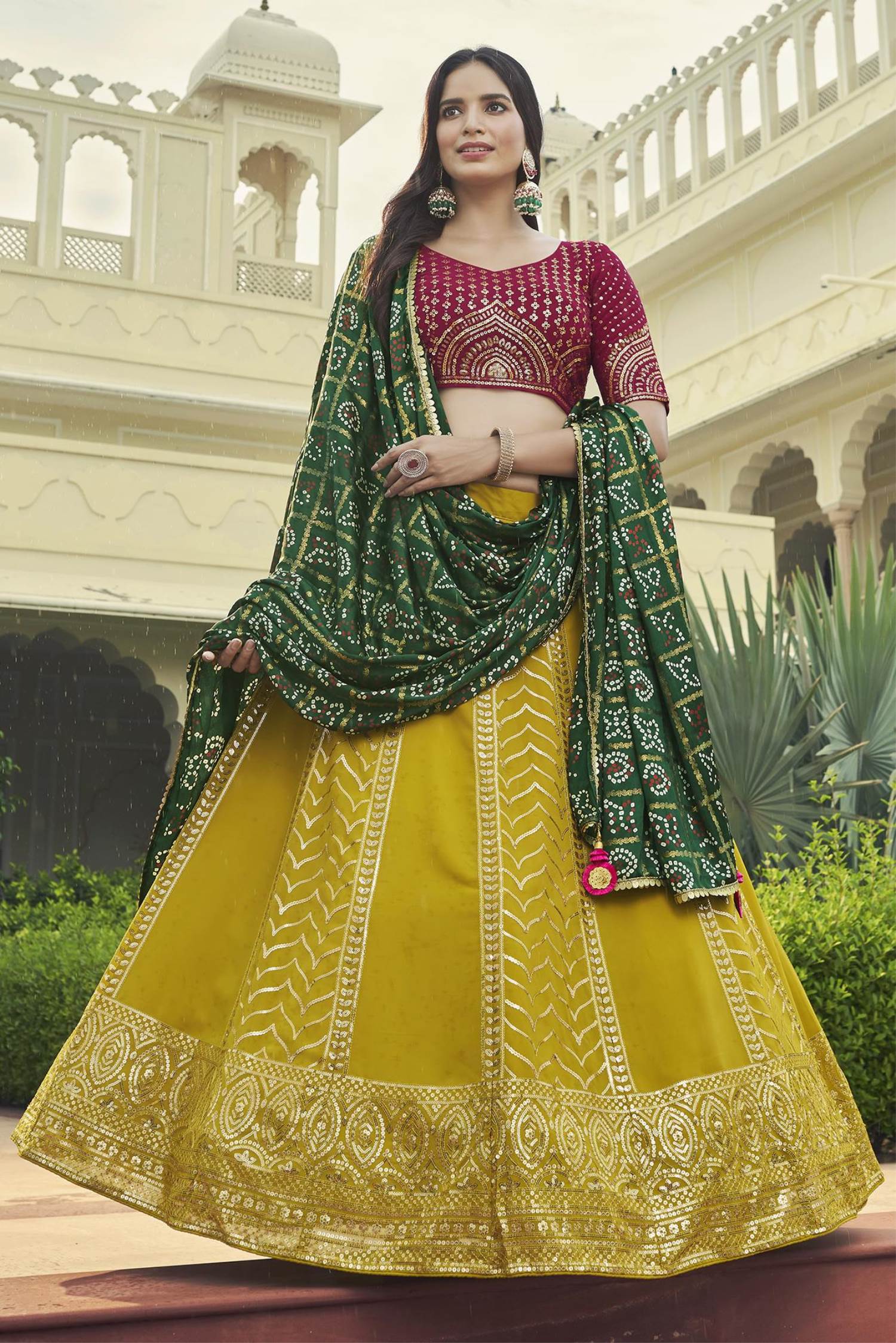 Rani-Yellow Color Wedding Wear Designer Semi-Stitched Lehenga Choli ::  ANOKHI FASHION
