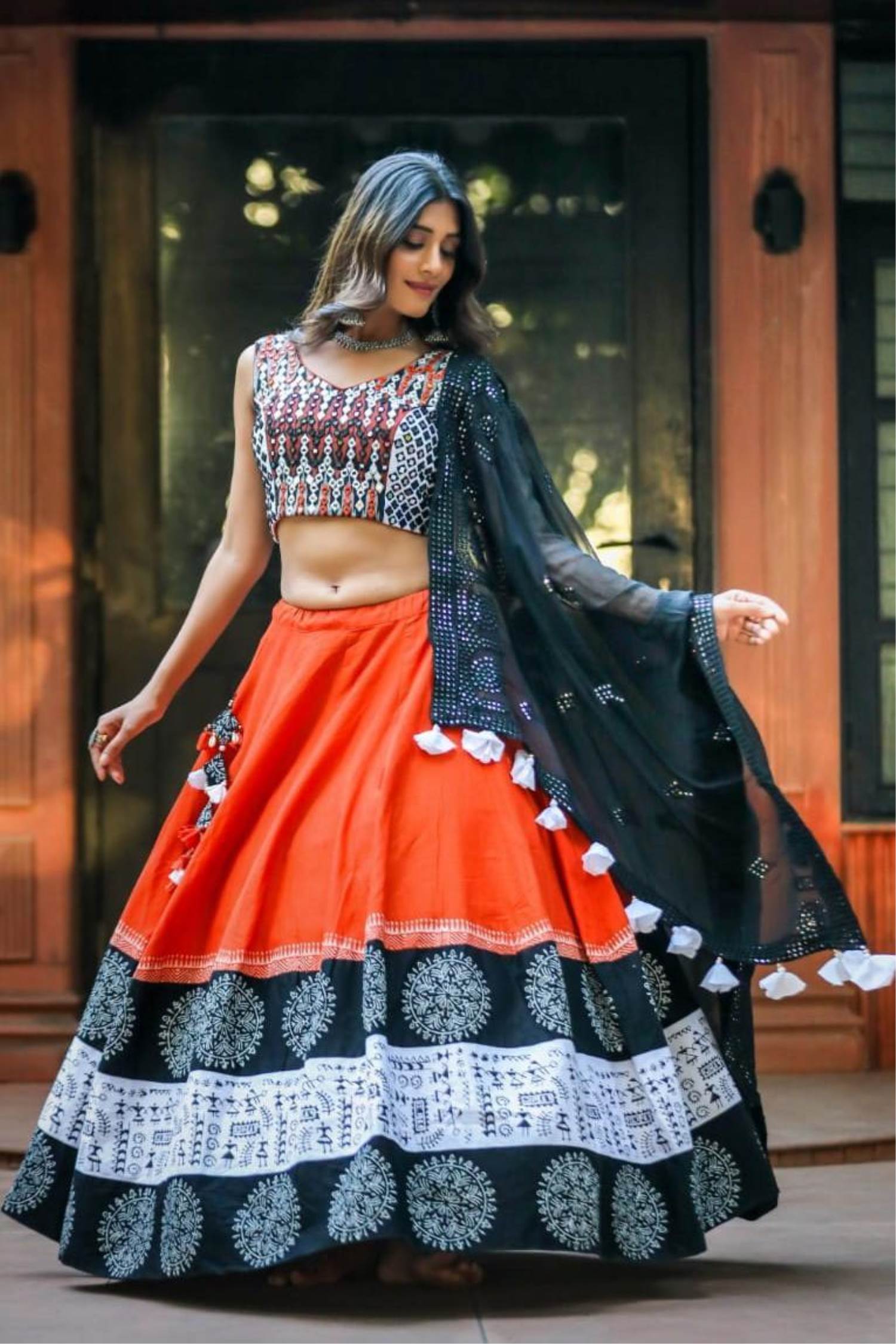 Green And Orange Color Combination Wedding Collection Semi- Stiched Lehenga  Choli :: MY SHOPPY LADIES WEAR