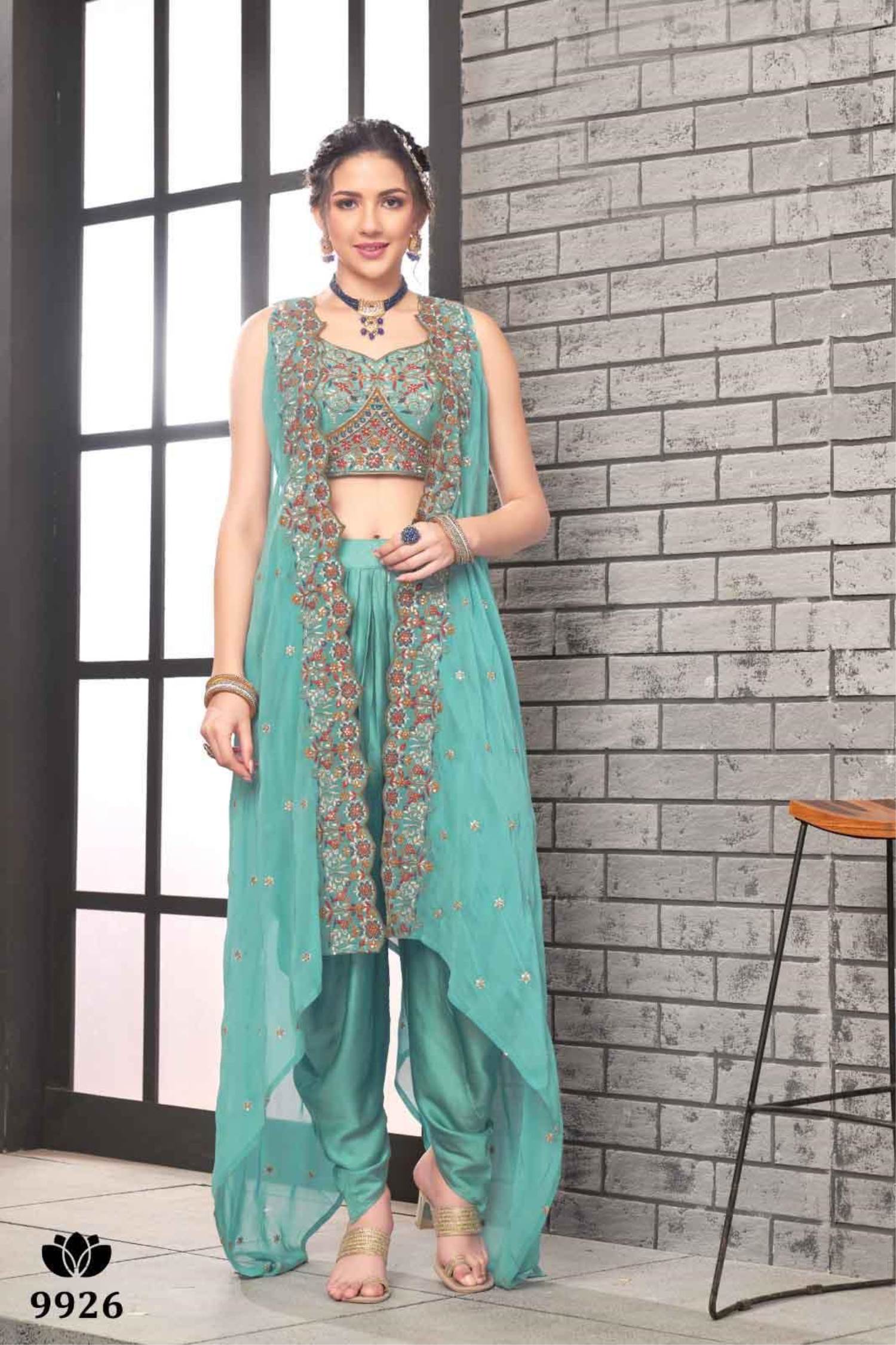 Beautiful designer floral dhoti salwar suit – Ethnic arts of india