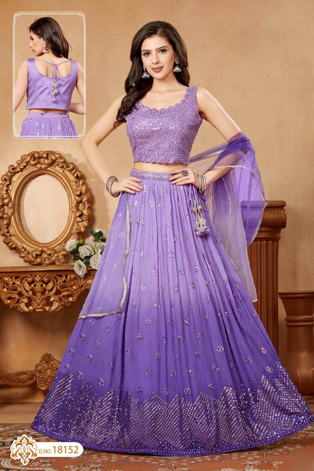 Art Silk Wedding Lehenga in Purple and Violet With Thread Work 1752874 -  Etsy