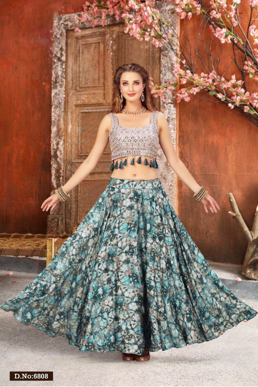 Grey net lehenga choli 1094