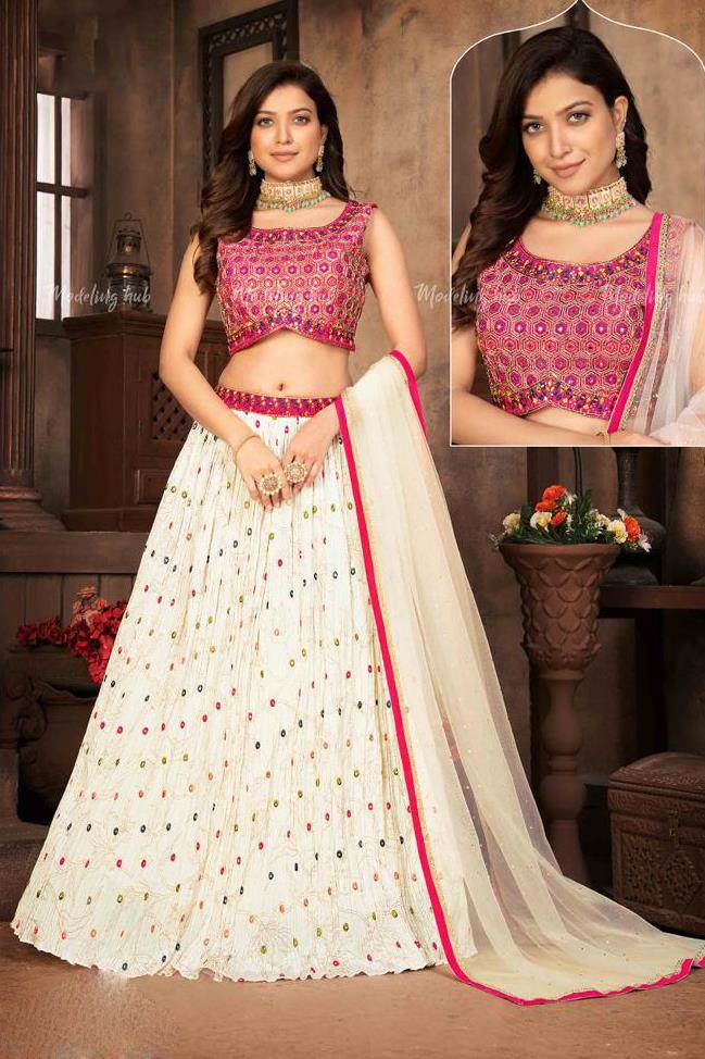 Rani Pink Chinon Silk Lehenga Choli For Party Functions – tapee.in