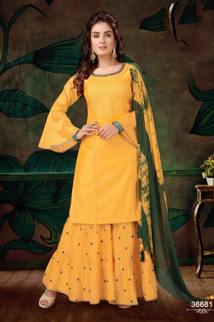 Musterd Color Party Wear Gharara suit :: ANOKHI FASHION