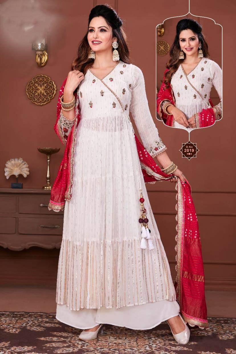 White Color Party Wear Designer indo Western Plazo Suit ANOKHI