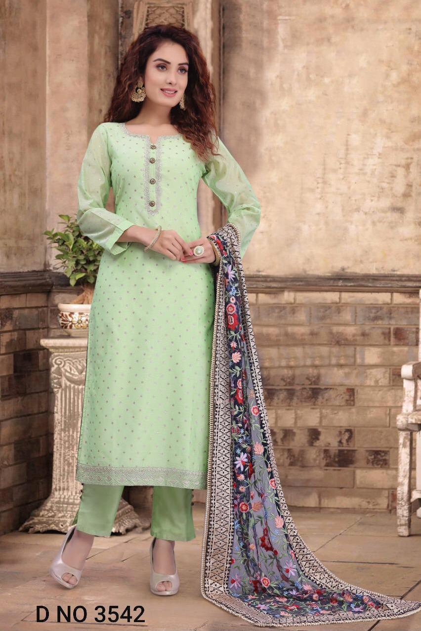 Pista Color Party Wear Straight Suit With Resham Work Dupatta :: ANOKHI ...