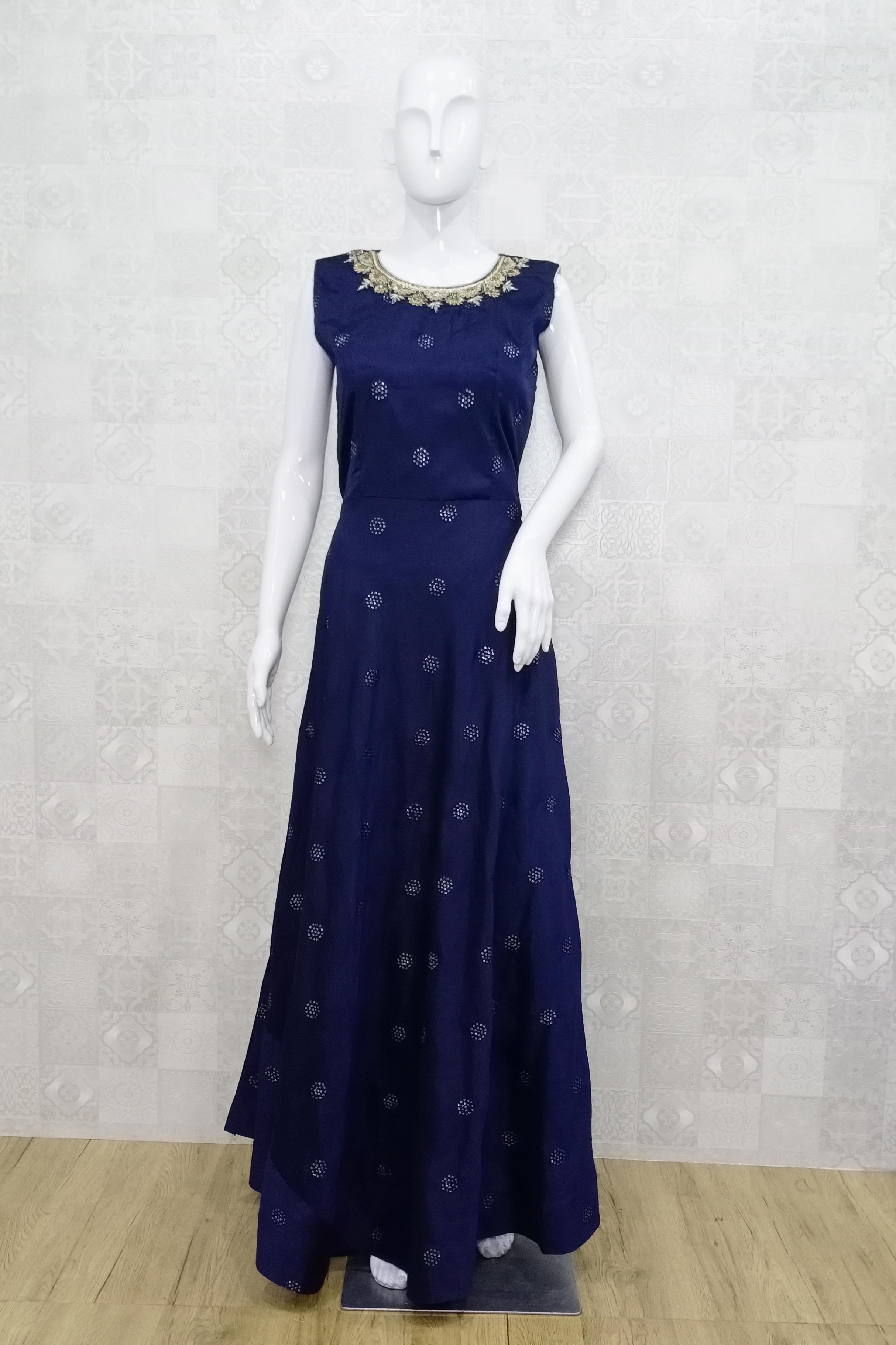 Blue Color Party Wear Gown With Dupatta :: ANOKHI FASHION