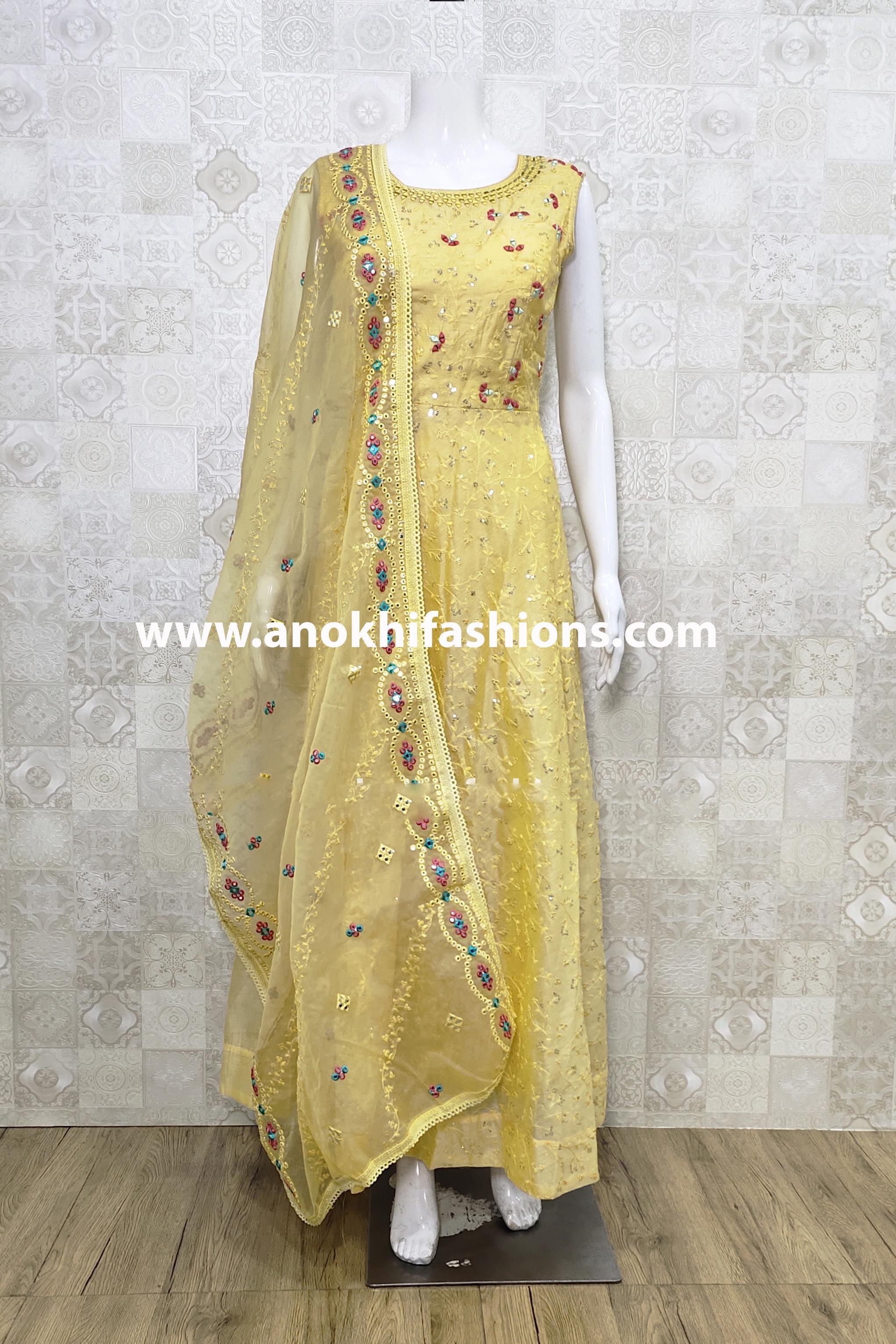 Yellow Color Gown With Dupatta :: ANOKHI FASHION