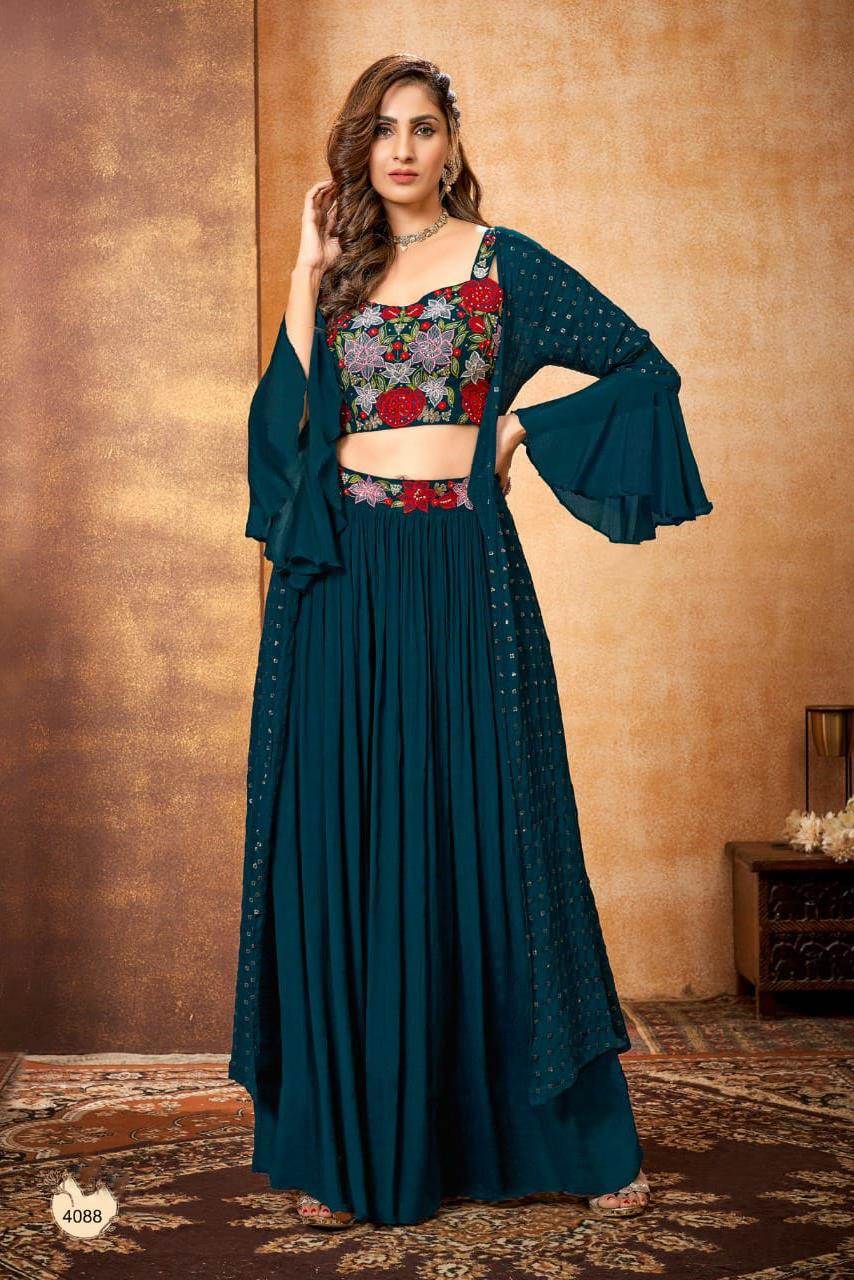 Buy Bollywood Designer Georgette Lehenga Choli Ready to Wear for Women,  Lengha Choli With Koti, Beautiful Lehengha for Party,green Lahenga Choli  Online in India - Etsy