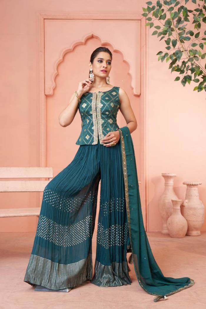 Sexy Indian Western Formal Women Girls Attires Kurta Plazo Pant Rayon Green  Suit | eBay