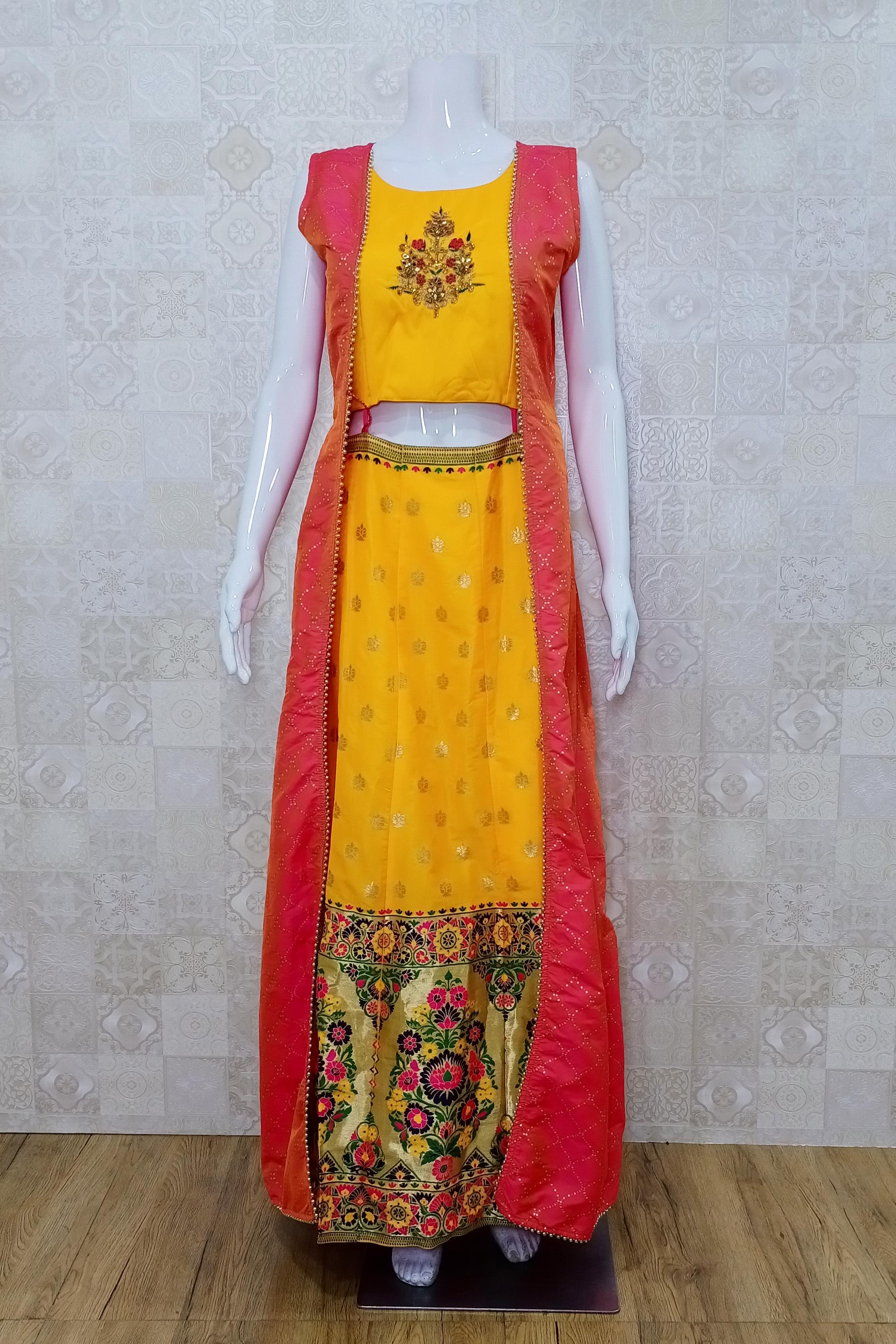 Yellow Color Wedding Collection Koti Style Gown :: ANOKHI FASHION