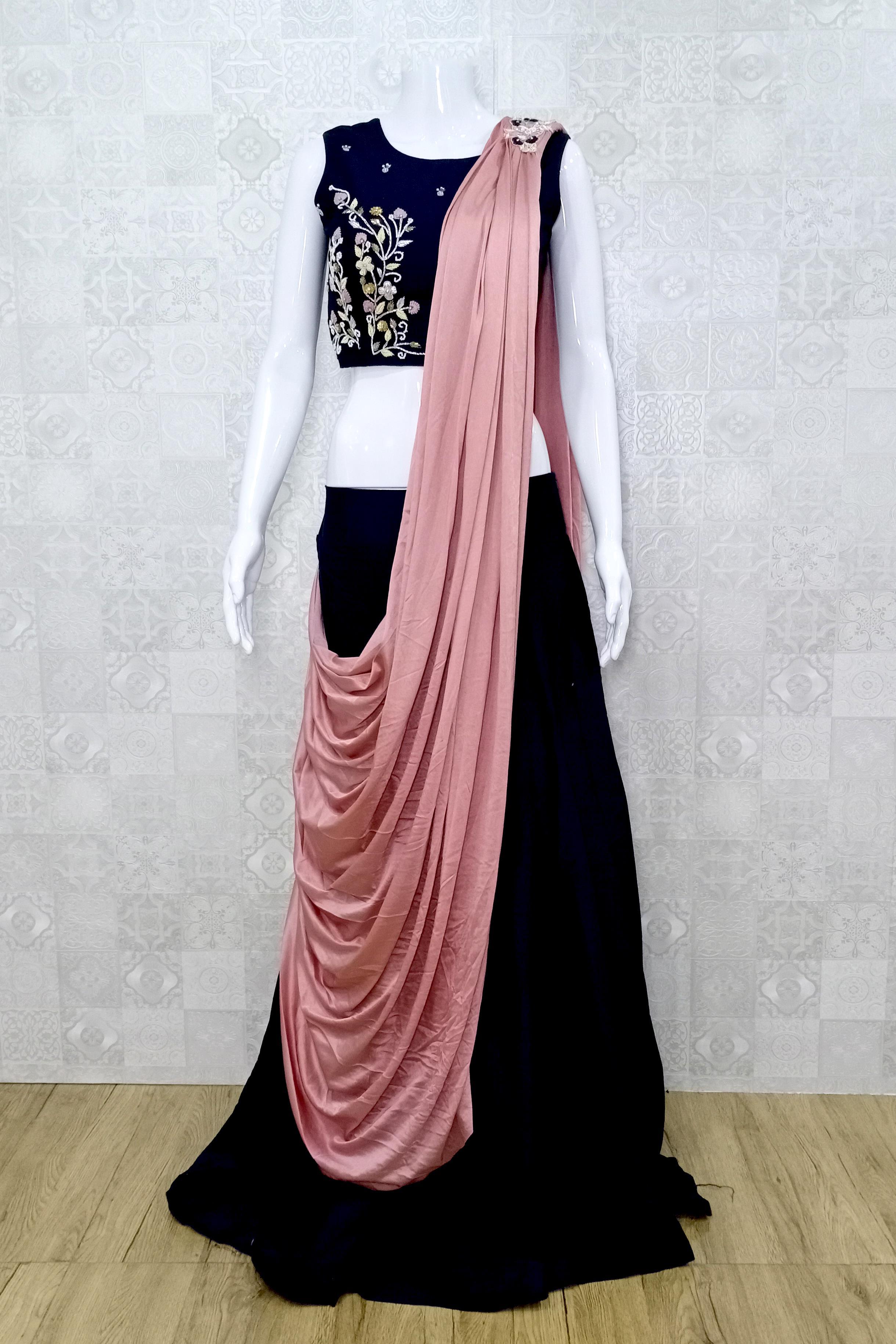 1 or 2? | Lehenga saree design, Saree blouse designs, Lehenga style saree