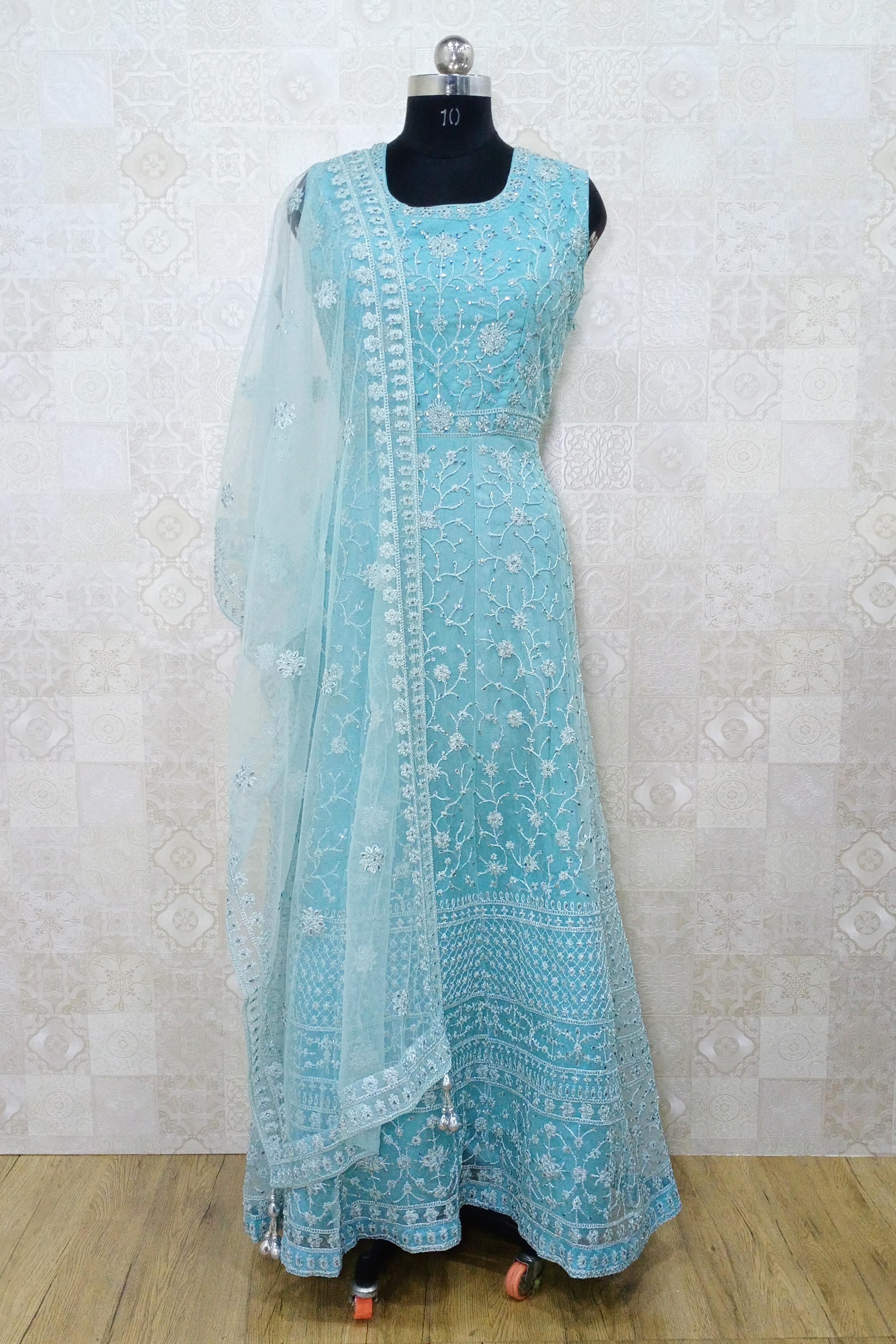 Blue Color Party Wear Gown With Dupatta :: ANOKHI FASHION