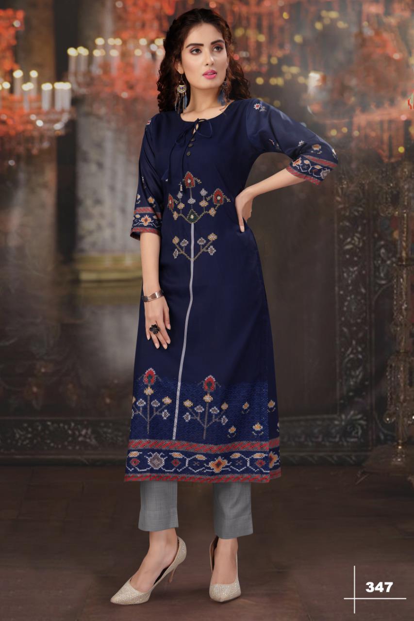 Navy Blue Color Party Wear Kurti Set :: ANOKHI FASHION