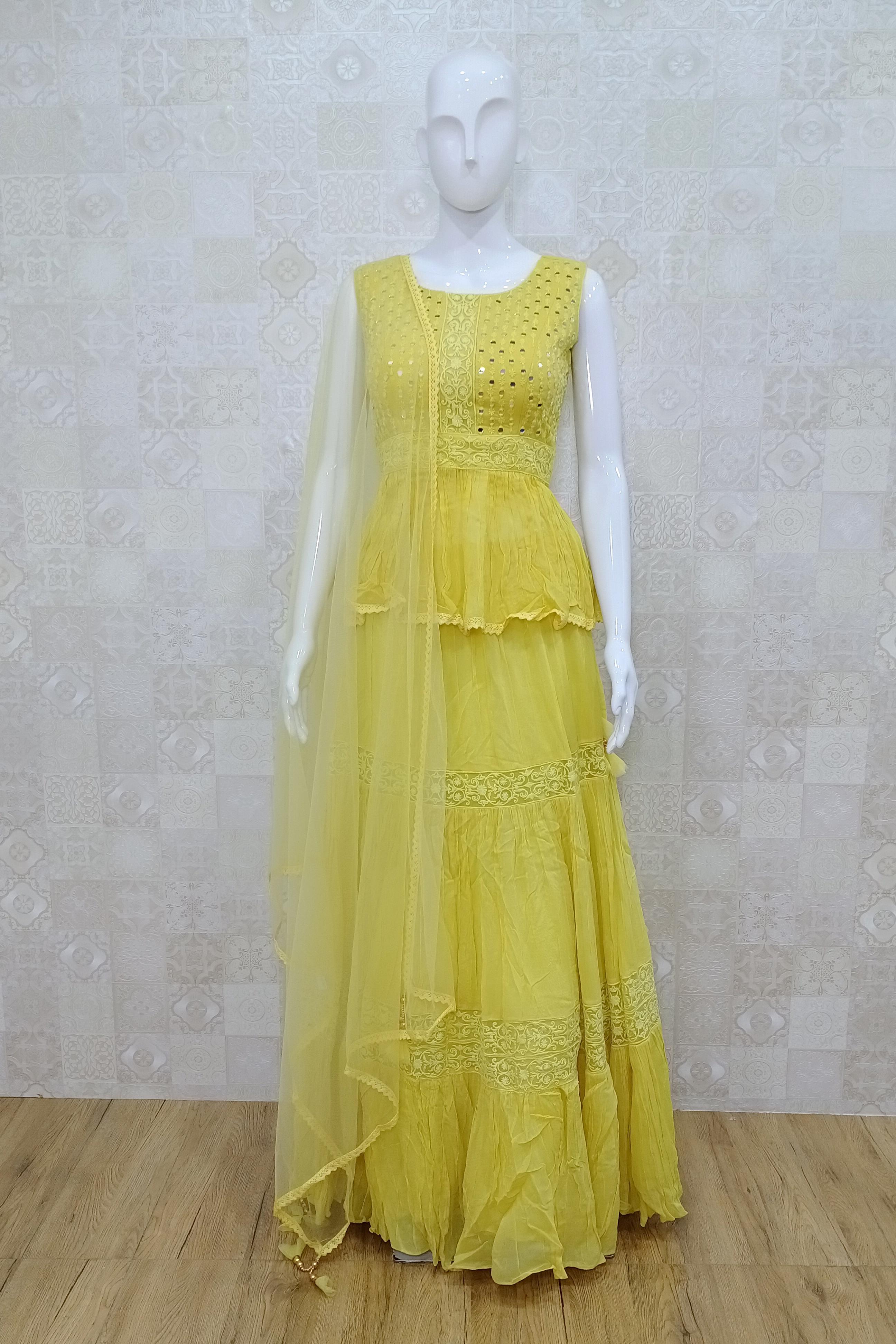 Yellow Color Georgette Lehenga Choli :: ANOKHI FASHION