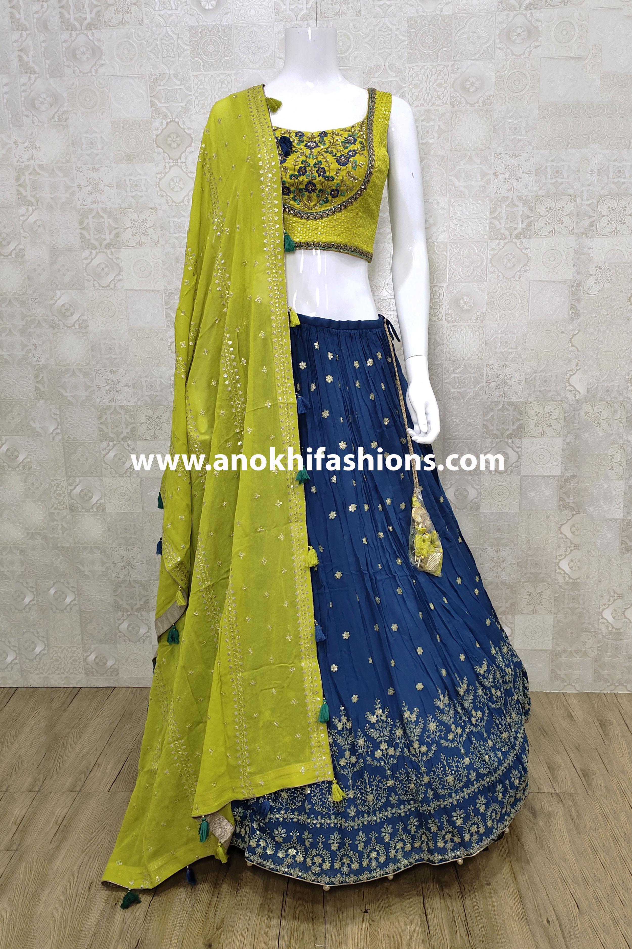 Malai Satin Silk Embroidery Lehenga Choli In Dark Green Colour - LD3880361