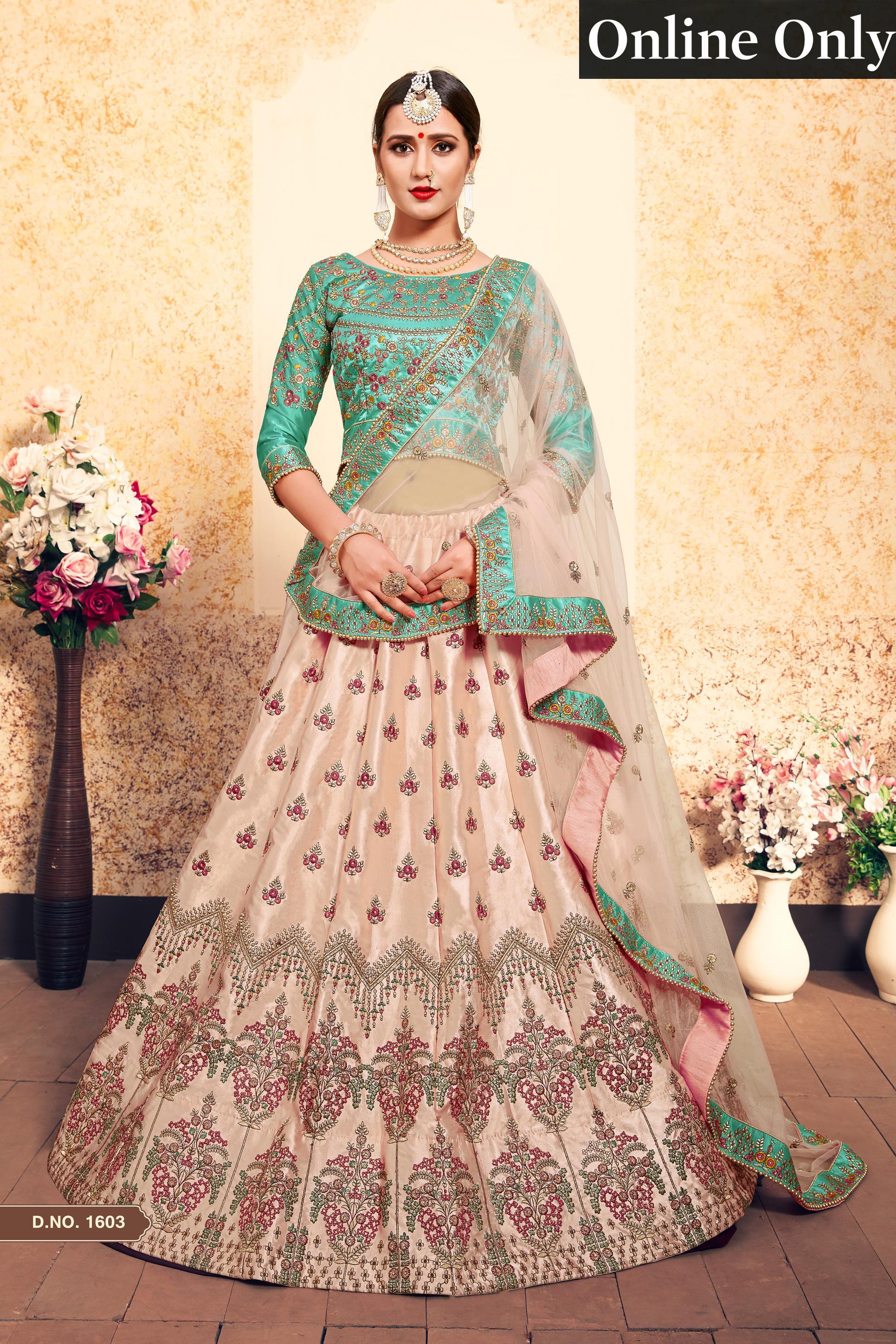 Green and Peach Color Combination Wedding Collection Designer Lehenga Choli  with Dupatta :: ANOKHI FASHION