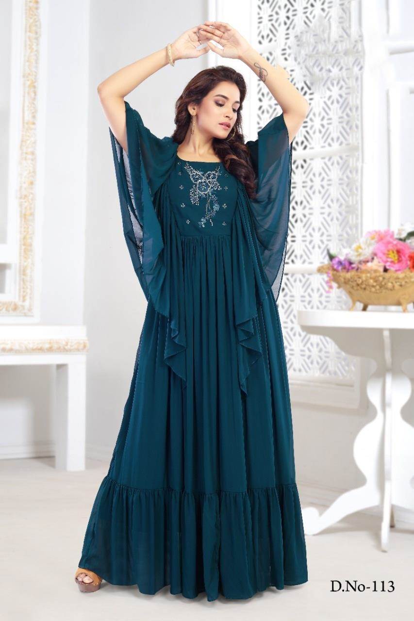 Navy Blue Color Star Designer Anarkali Gown Dress Designs – ekmazon.com