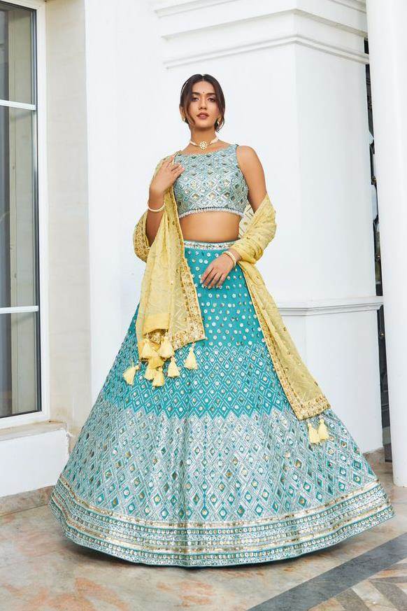 Buy HALFSAREE STUDIO Light Blue Banarasi silk Zari Lehenga Choli for Women  Online at Best Prices in India - JioMart.