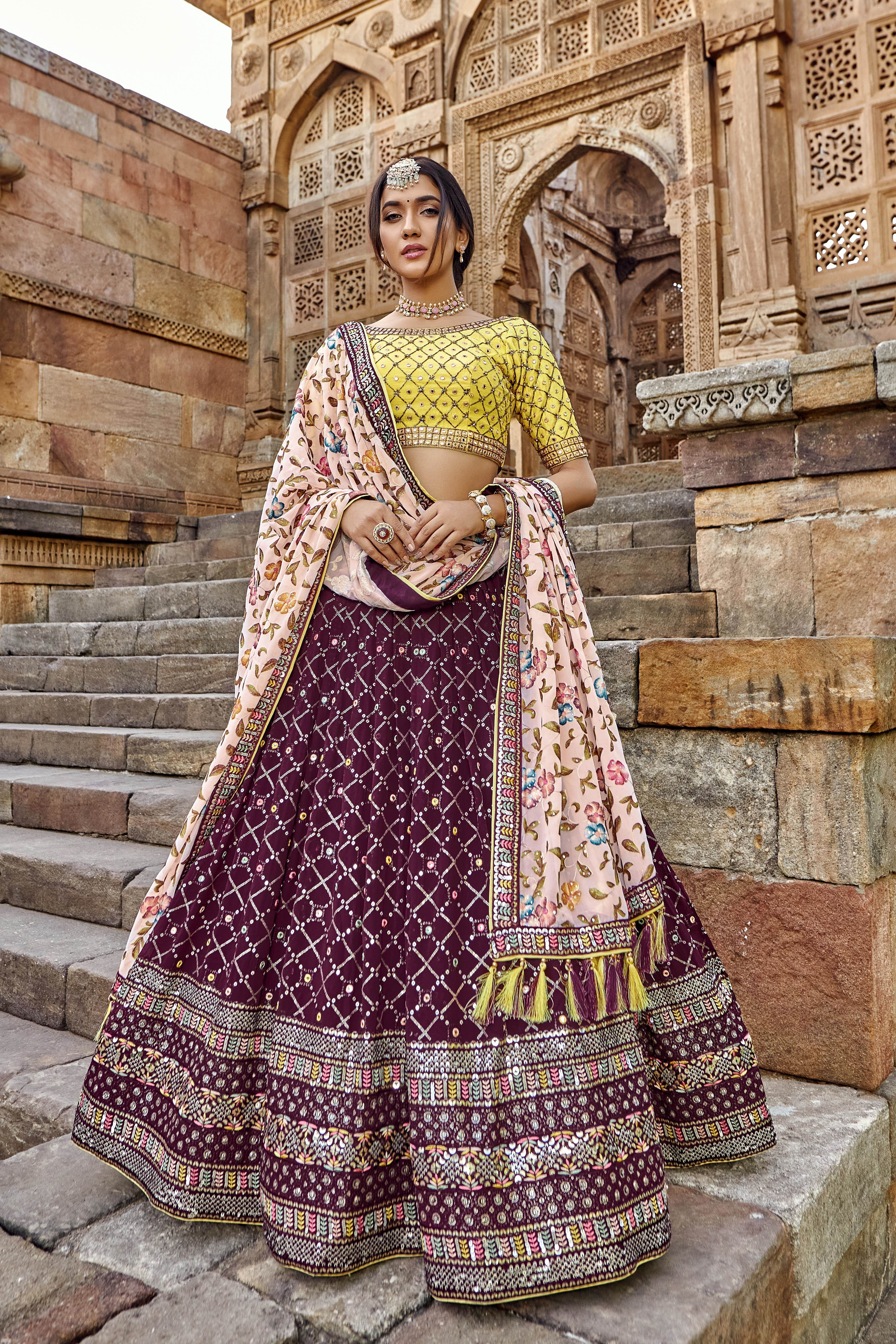 Glamorous Purple Color Tussar Silk Dot And Ajarakh & Drawstring With Foil  Printed & Heavy Tassels