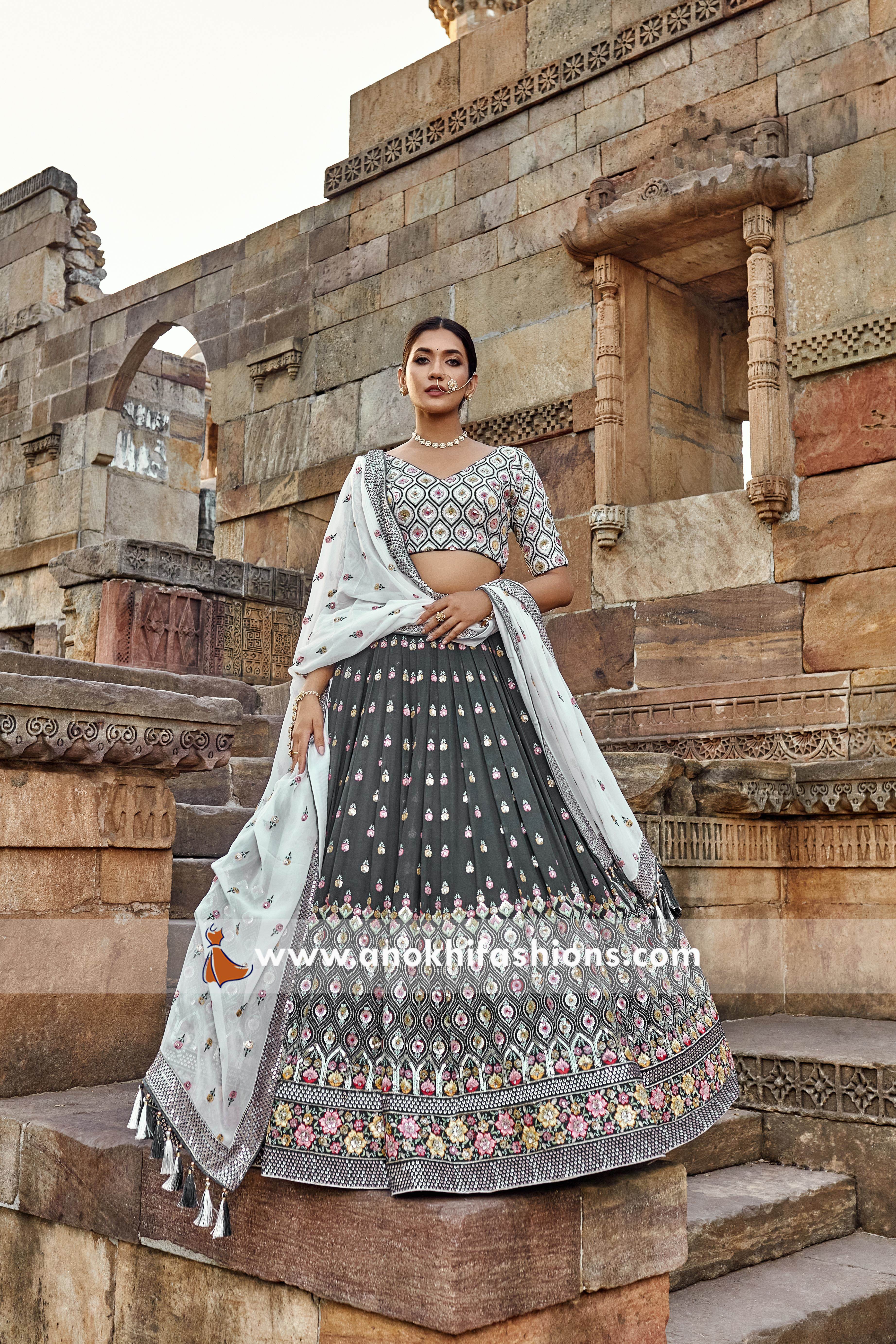 Fancy Designer Grey Color Lehenga Choli | Indian Online Ethnic Wear Website  For Women