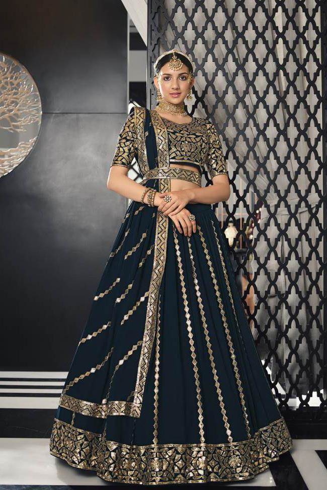 Navy Blue Bridal Lehenga: Indian Wedding Lengha in USA – B Anu Designs