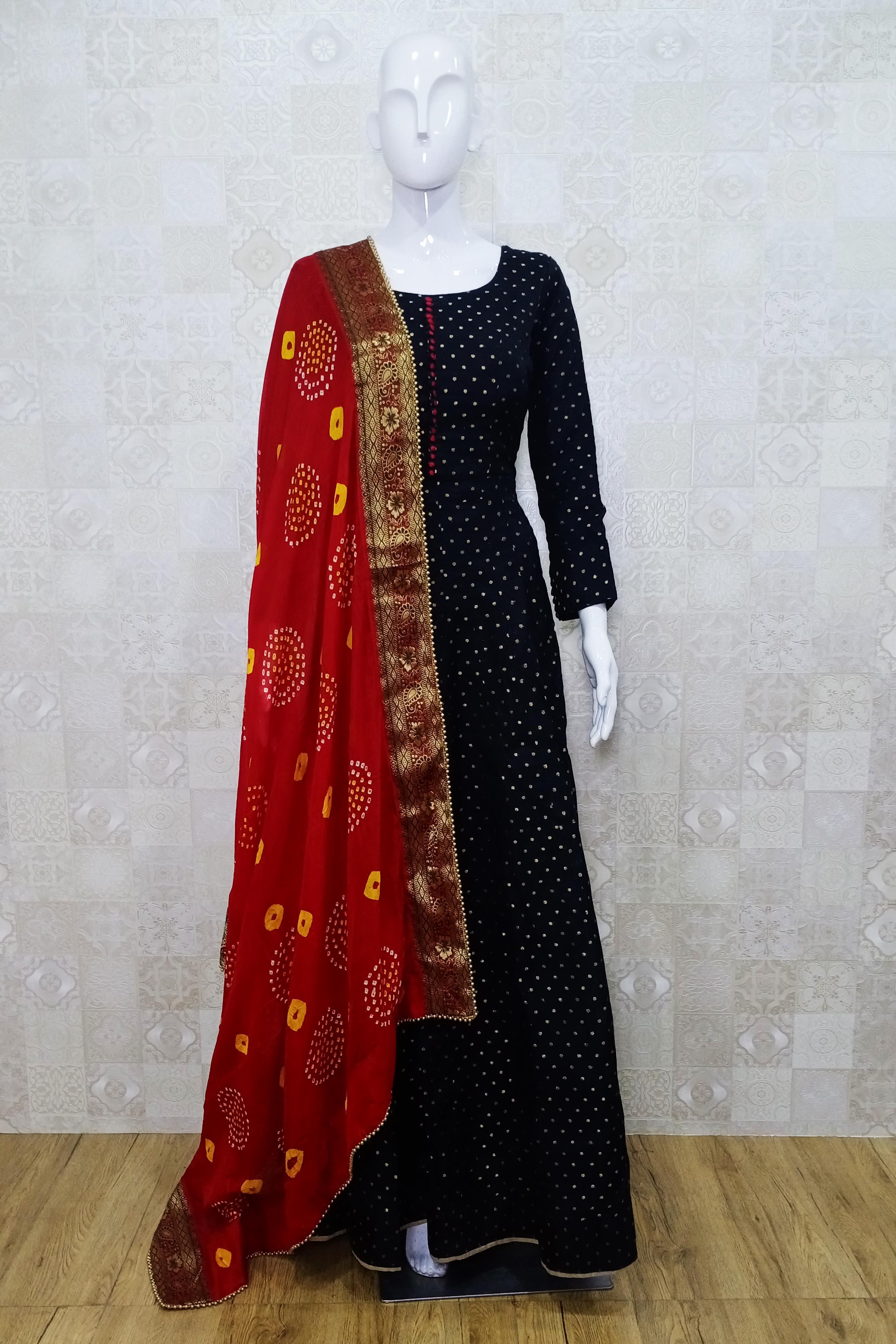 Buy Harpa Women Black & Red Floral Print A Line Dress - Dresses for Women  1727597 | Myntra