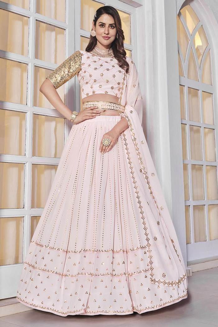 Fox Georgette With Heavy Sequence Embroidery Work With Embroidery Belt  Lehenga Choli – Prititrendz