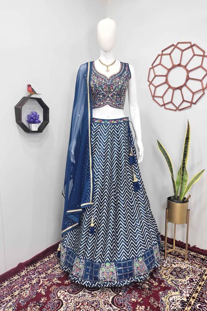 Silk Lehenga Choli, Blue Lehenga, Wedding Dress, Designer Lengha Choli,  Pakistani Lehenga, Bridal Gown, Party Wear Skirt, Readymade Blouse - Etsy
