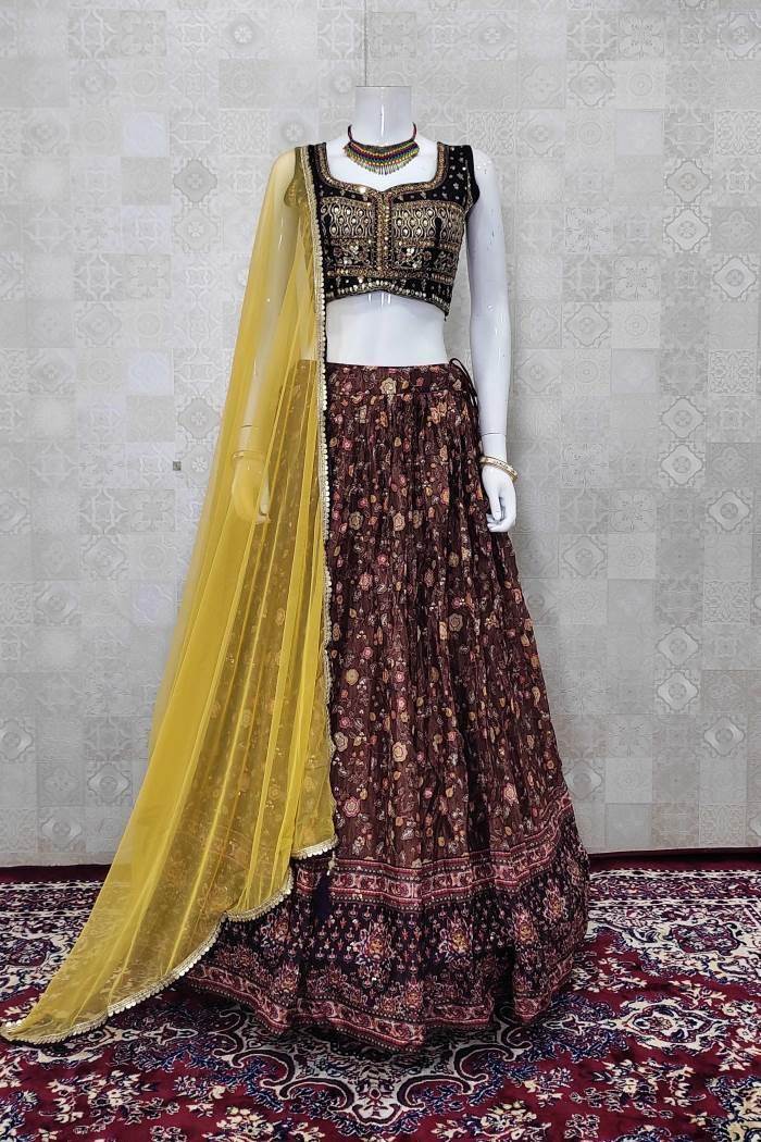 Buy Purple Lehenga And Crop Top Cotton Silk Blouse Panna Mubina & Set For  Women by Torani Online at Aza Fashions.